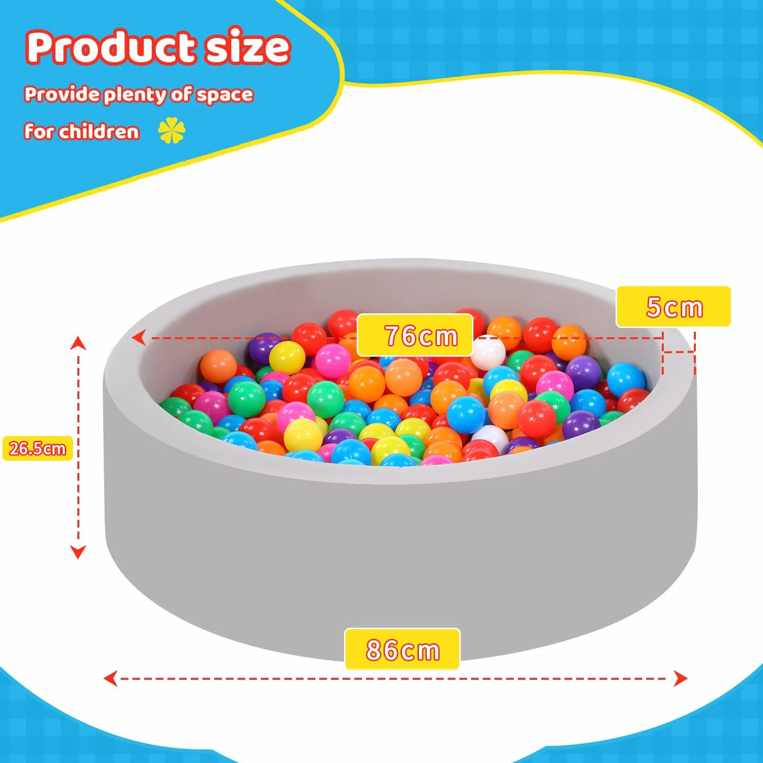 Piscina de bolas para bebés con 100 bolas tricolores, Bolas para piscina de bolas para bebés con bolas de plástico incluidas Piscina de bolas redonda suave plegable grande para niños pequeños Interior