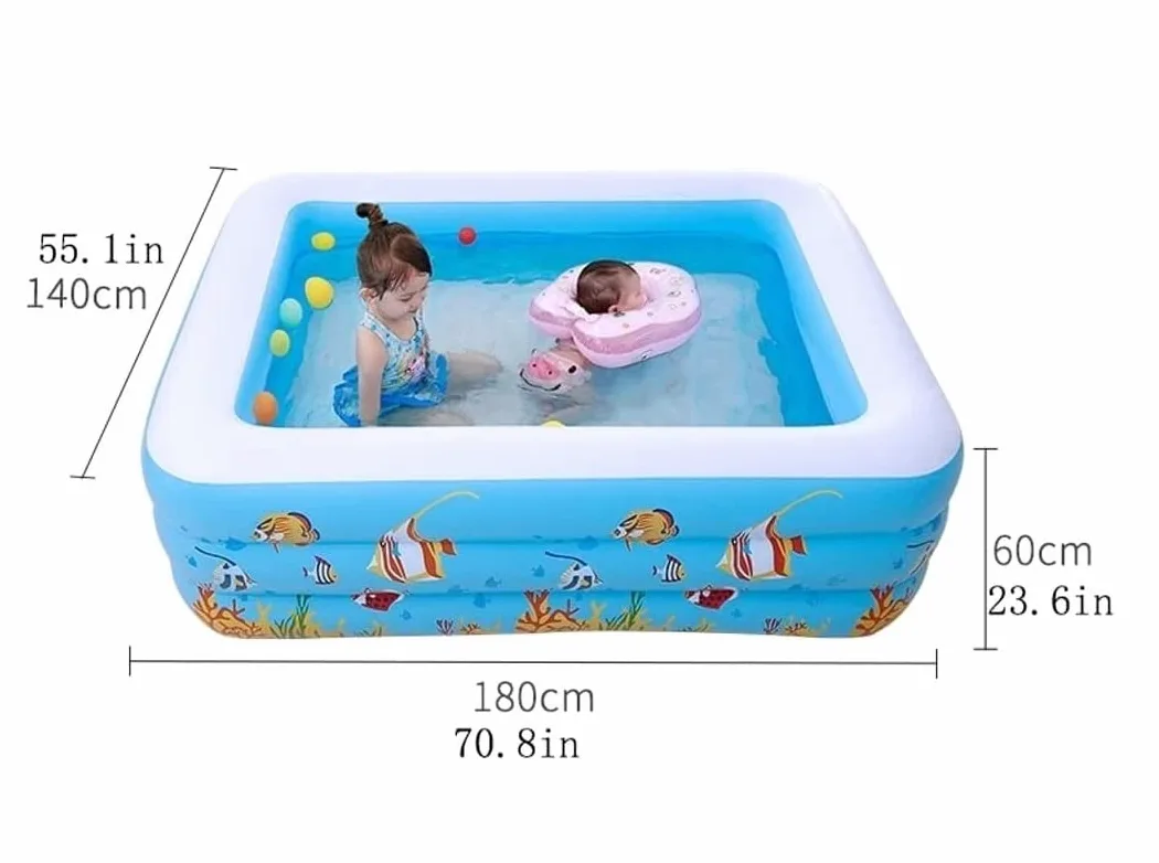 Piscina Hinchable Piscina Hinchable 180 X 140 X 60 Cm Piscina Hinchable Familiar para Adultos Piscina Infantil Rectangular Piscina para Exteriores