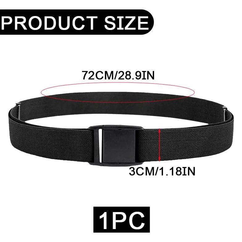 Cinturón de tela universal para niños, ajustable sin metal, negro, talla única
