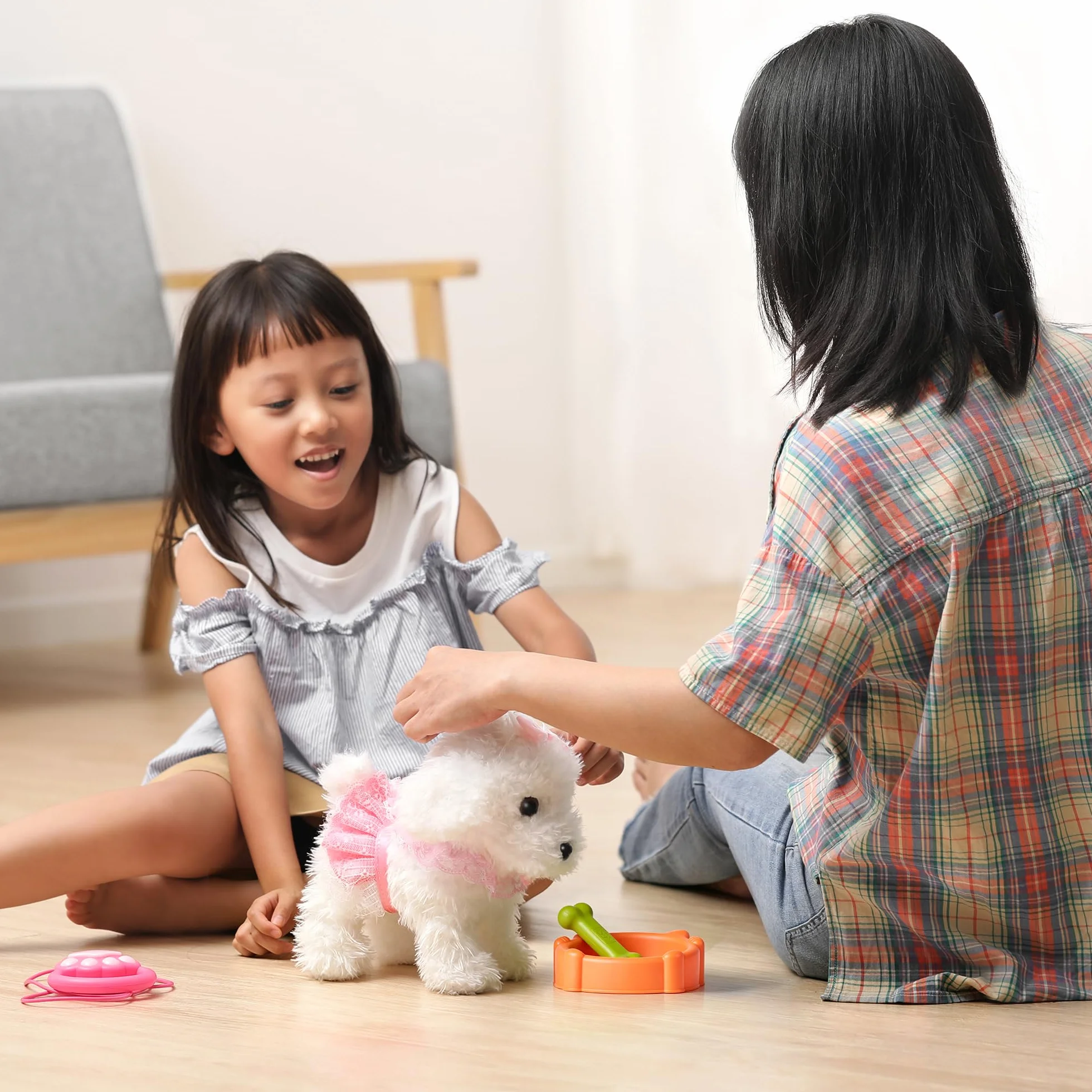 OR OR TU Control Remoto Felpa Electrónica Interactivos Juguete Perro Mascota para Niñas Caminando y Ladrando,Agitar Cola Educación Temprana Regalo de Cumpleaños para Niños 3 4 5 6+ Años