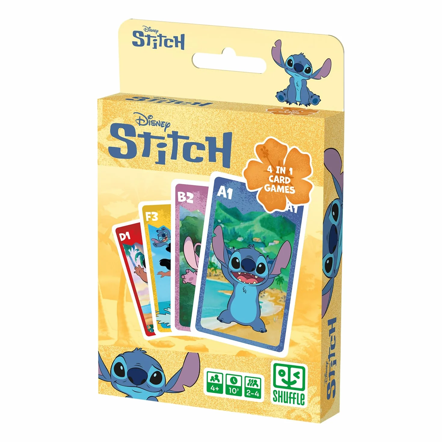 Juego de Cartas 4 en 1 Stitch Disney Lilo & Stitch – 7 Familias, Batalla, Memo y Acción para Niños a Partir de 4 Años