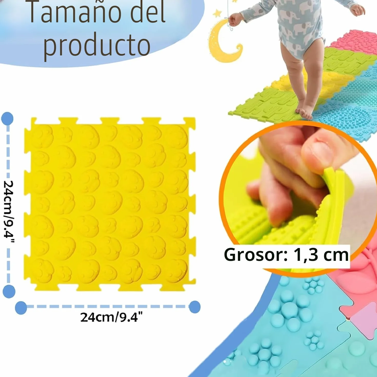 Tapete de Juego Ortopédico de Rompecabezas de Masaje, Entrenamiento Sensorial Texturizado para Niños y Adultos