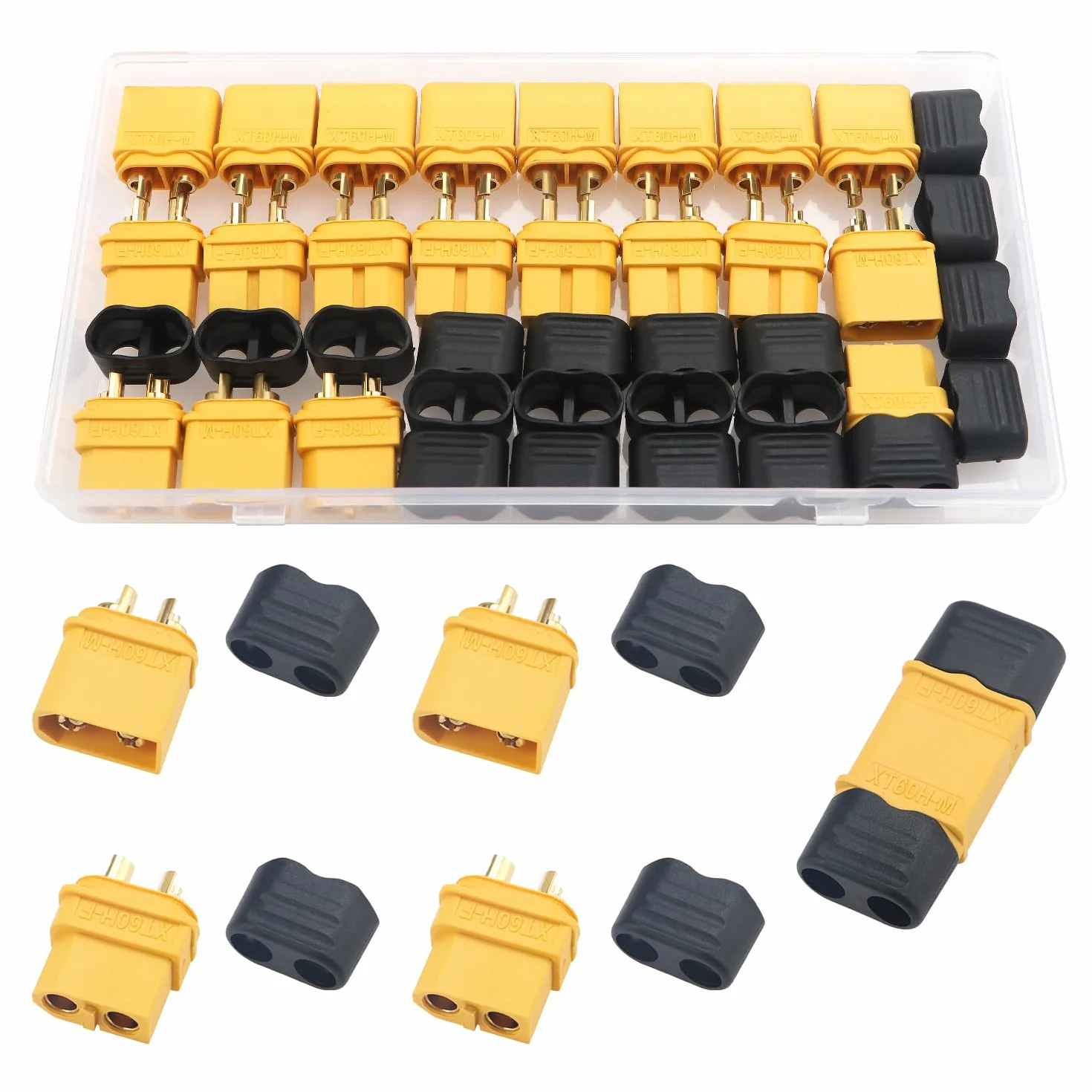 YIXISI 10 Pares XT60 XT60H Conectores de Batería, XT60H Conectores Macho Hembra, XT60H Conectores de Bala Macho Hembra, con Sheath, para Batería RC Lipo