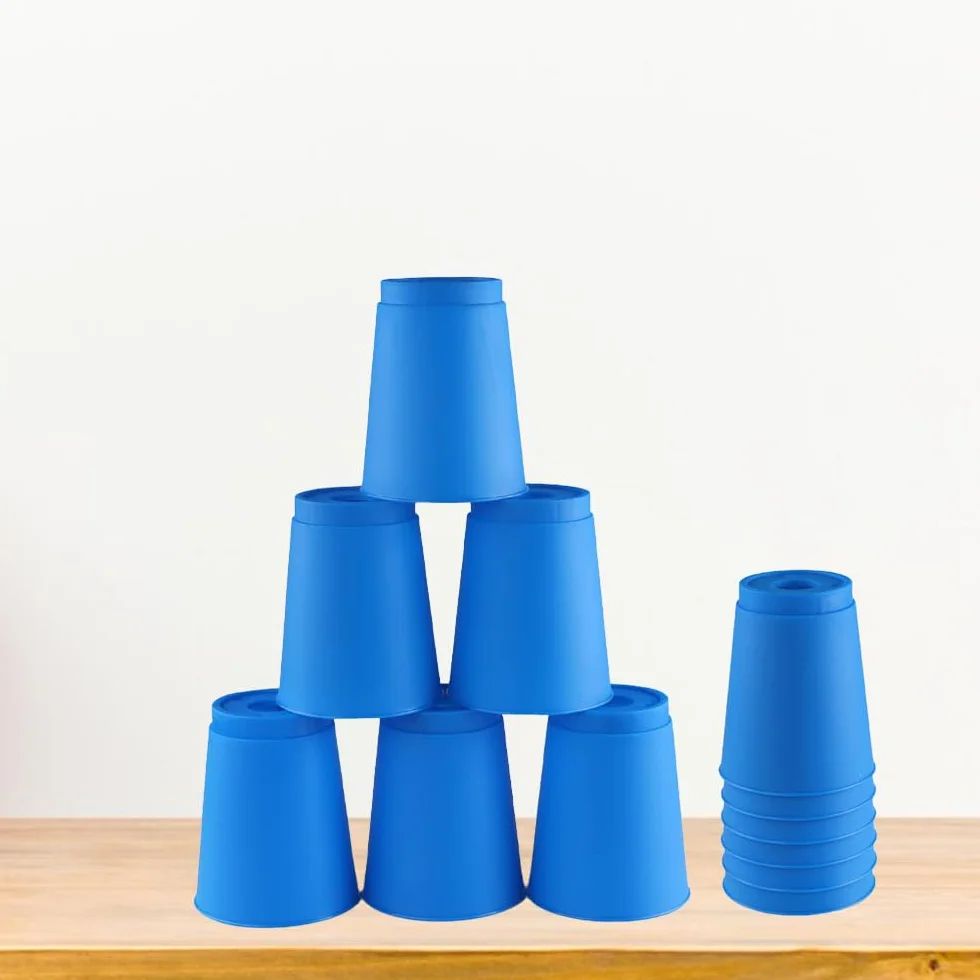 12 Vasos apilables Deportivos, Vasos apilables para Entrenamiento, Juego, desafío, competición, Fiesta
