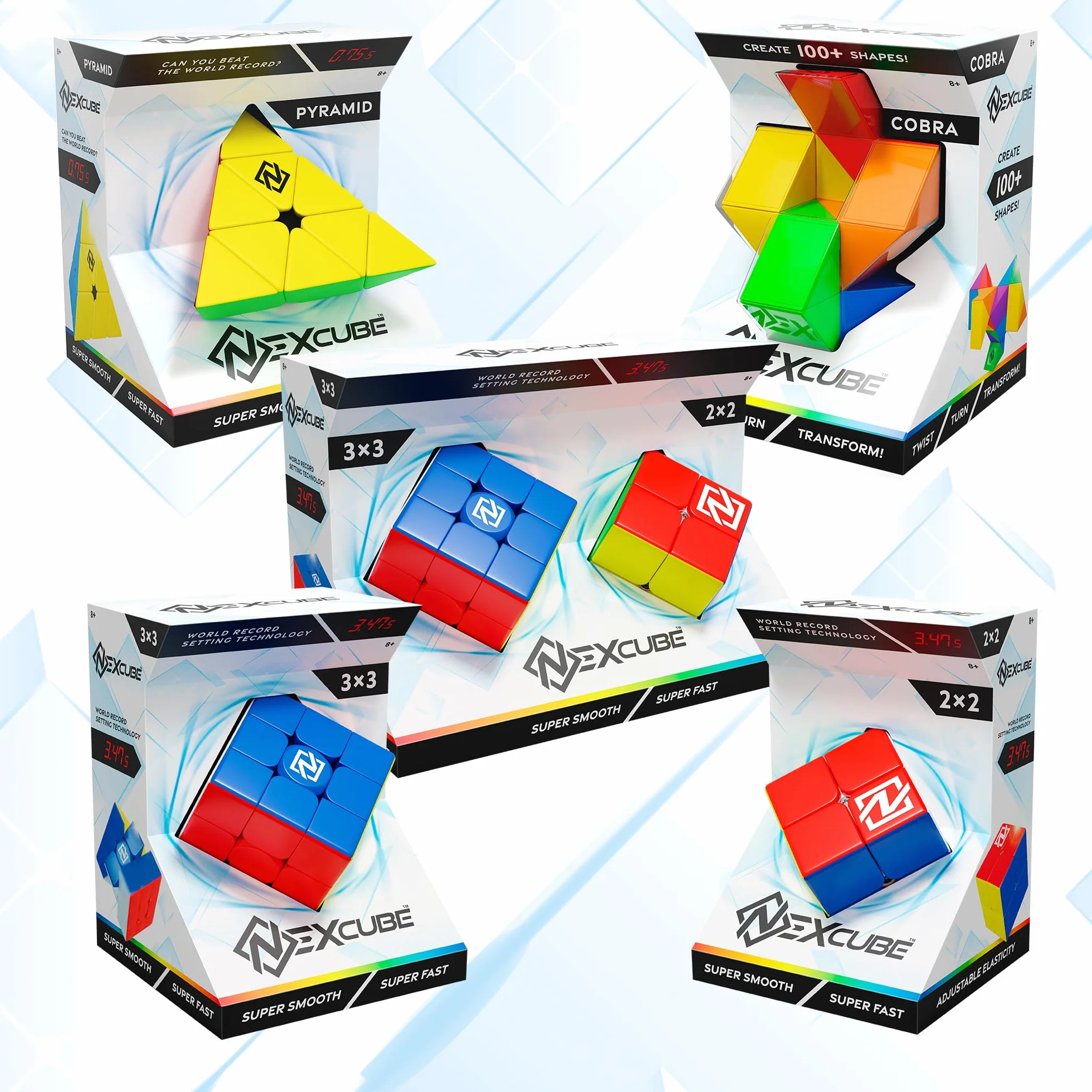 Nexcube 3x3 Clasico, El Cubo para Speedcubers. Máxima Velocidad. Sin Pegatinas. con posicionamiento preciso y Sistema de Doble Ajuste, Multicolor (64559901)