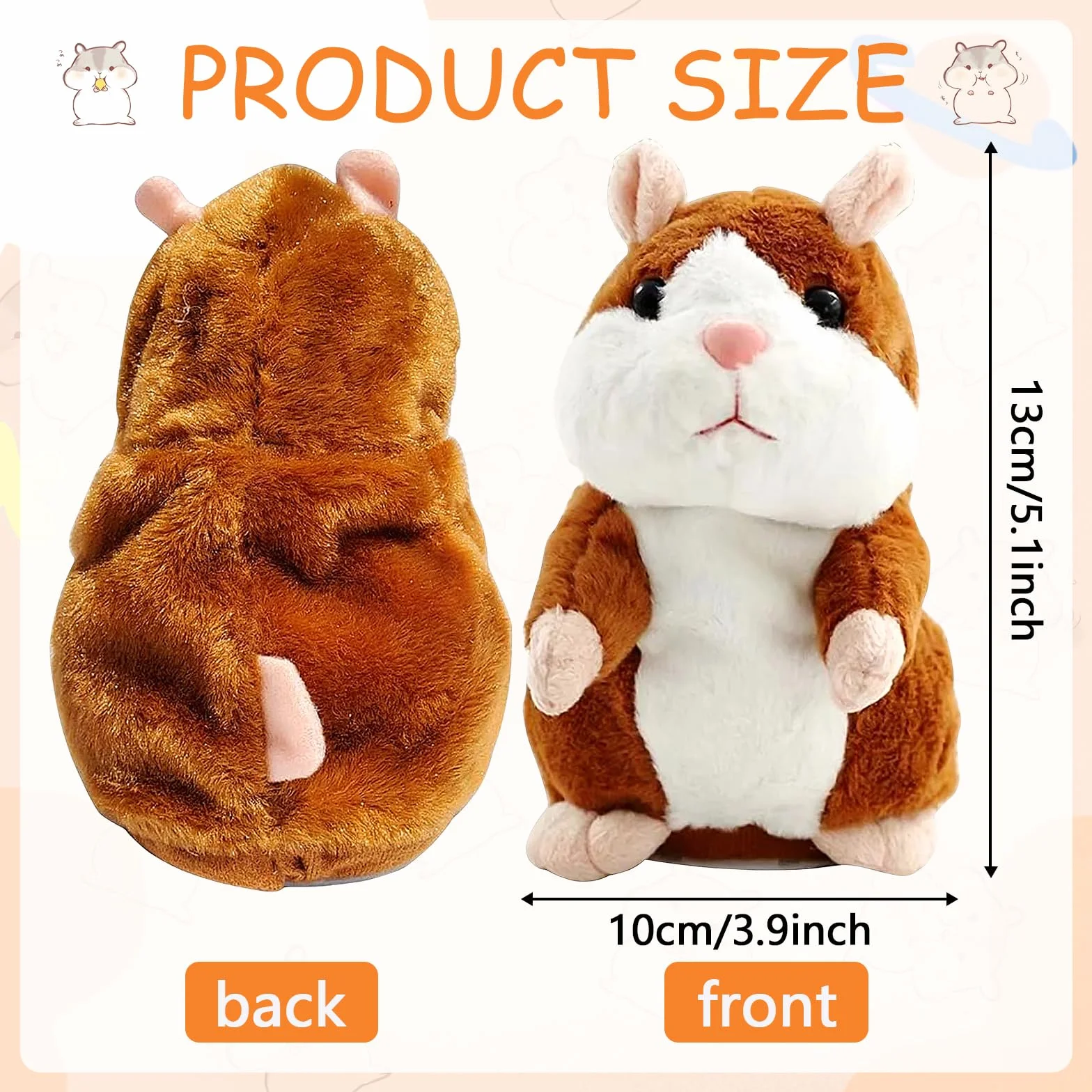 JOKILY Hámster parlante, hámster que habla, juguete de peluche para hámster, juguetes de peluche para niños, juguetes de peluche para niños, regalo de cumpleaños infantil