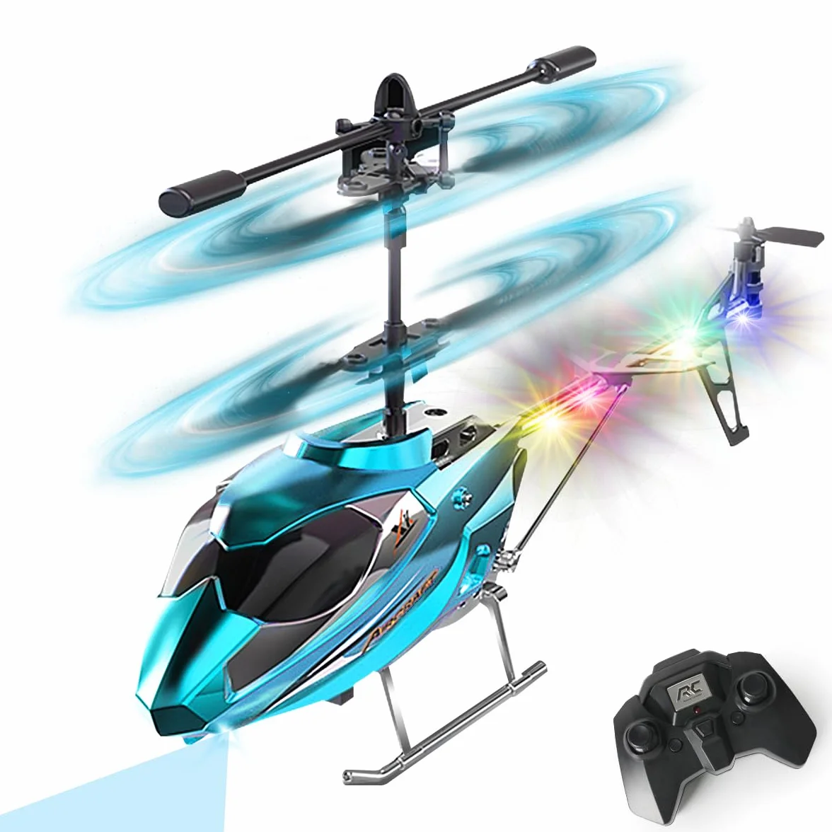VATOS RC Helicóptero - Helicóptero teledirigido 2.4G con luz LED, Altura Fija, despegue con una Sola tecla, Aviones RC para Interiores Regalos de Fiesta Ideales para niños y niñas