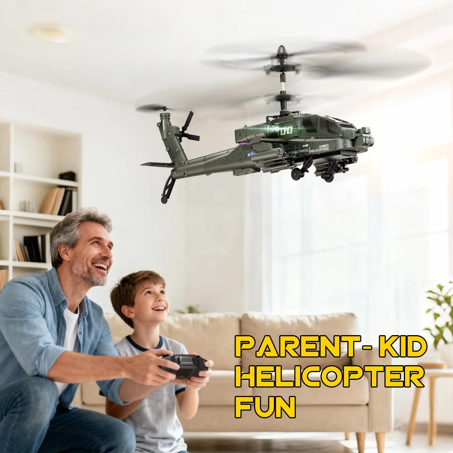 XIKOTEC Helicóptero Teledirigidos, RC Helicóptero, con Mantenimiento de Altitud, Giroscopio & Luz LED, 2 Baterías & Carga USB-C, Regalo para Niños de 8-12 Años (Verde)