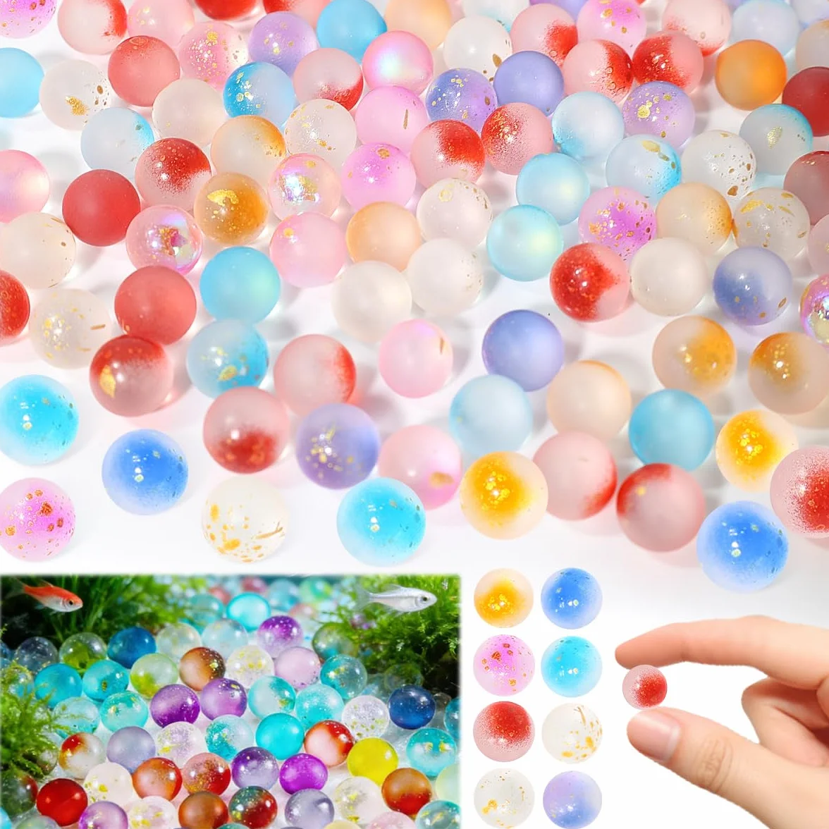 200 Piezas Canicas de Cristal Coloridas, Canicas de Cristal 10 mm Canicas de Vidrio de Colores Canicas de Colores para Niños para Juego de Canicas, Pistas de Bolas, Decoraciones