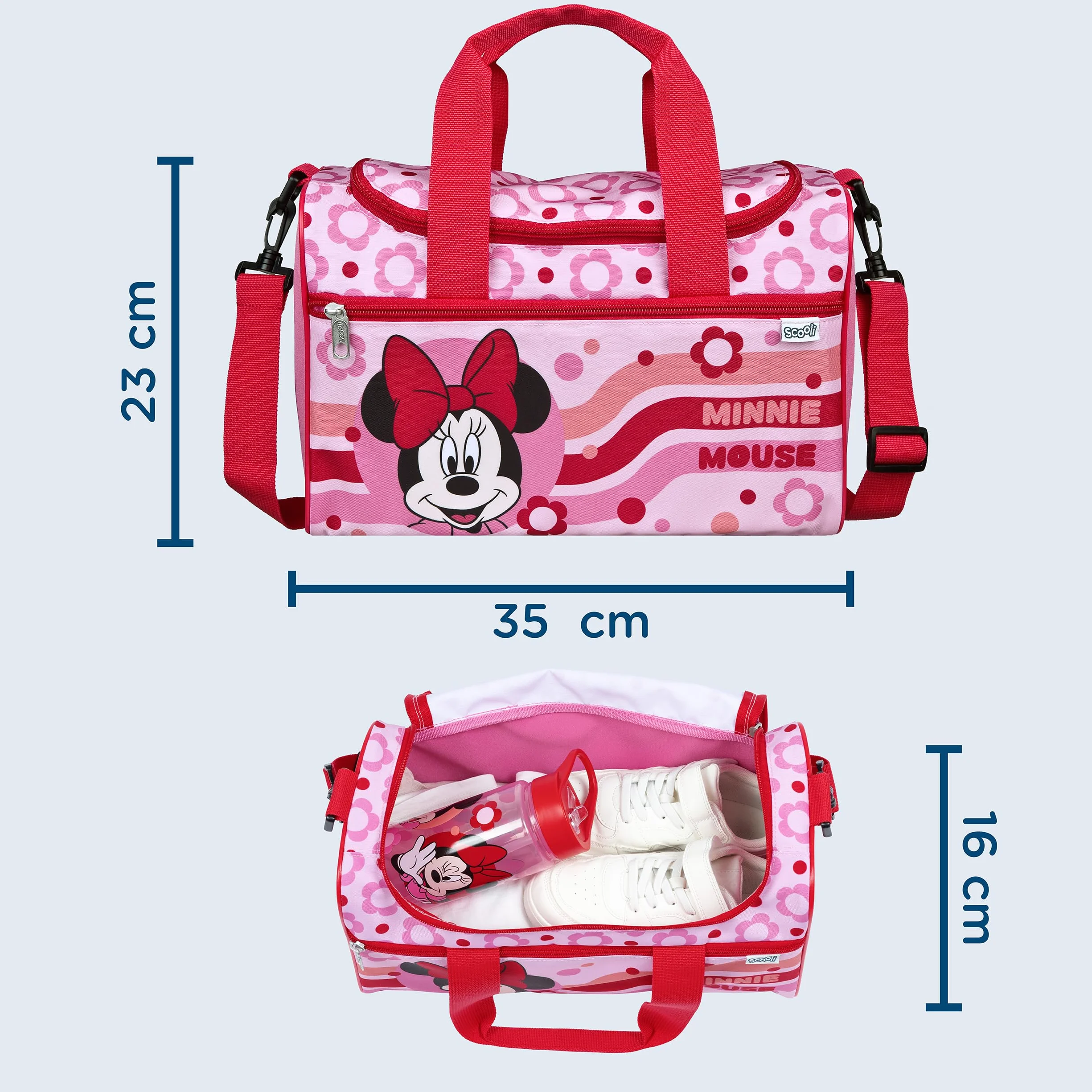Scooli Bolsa de Deporte para niños 23 x 35 x 16 cm Compartimento Principal Espacioso Correa de Hombro Ajustable Accesorio Escolar Bolso Bandolera