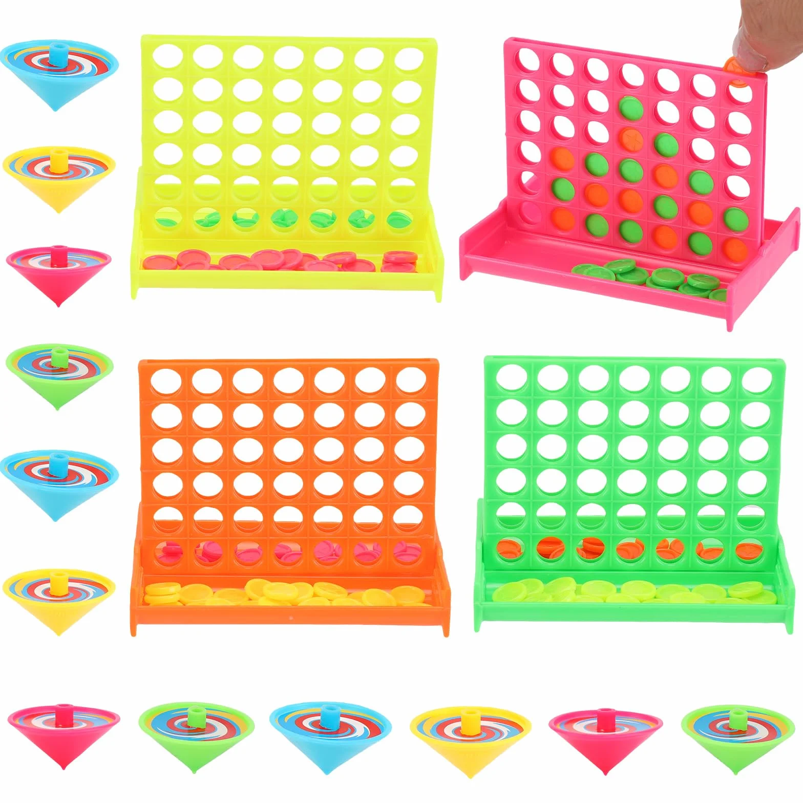 24PCS Conecta 4 Mini Juego de Mesa 4 en Raya Cuatro en Raya Niños Lembranças Aniversario Infantil Detalles Cumpleaños Regalo + 12 Peonza Comunion Fiesta Colegio Relleno Piñatas Regalitos Invitados