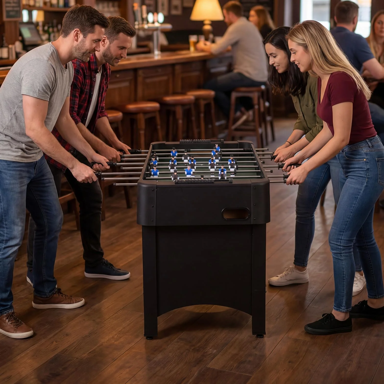 COSTWAY Mesa de Futbolín, Mesa de Juego de Fútbol con Patas, 22 Jugadores, 2 Pelotas y Marcadores Deslizantes, Set de Fútbol Arcade para Niños y Adultos, Salas de Juegos