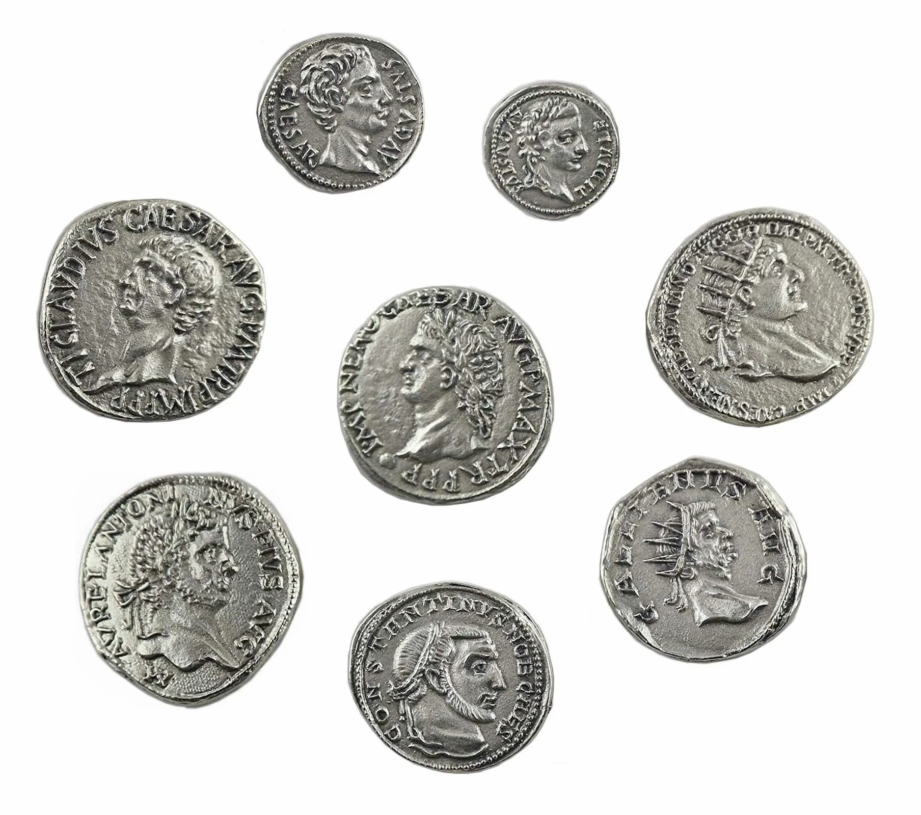 Eurofusioni Monedas Romanas Imperiales chapada Plata - Set 8 Emperadores Antigua Roma