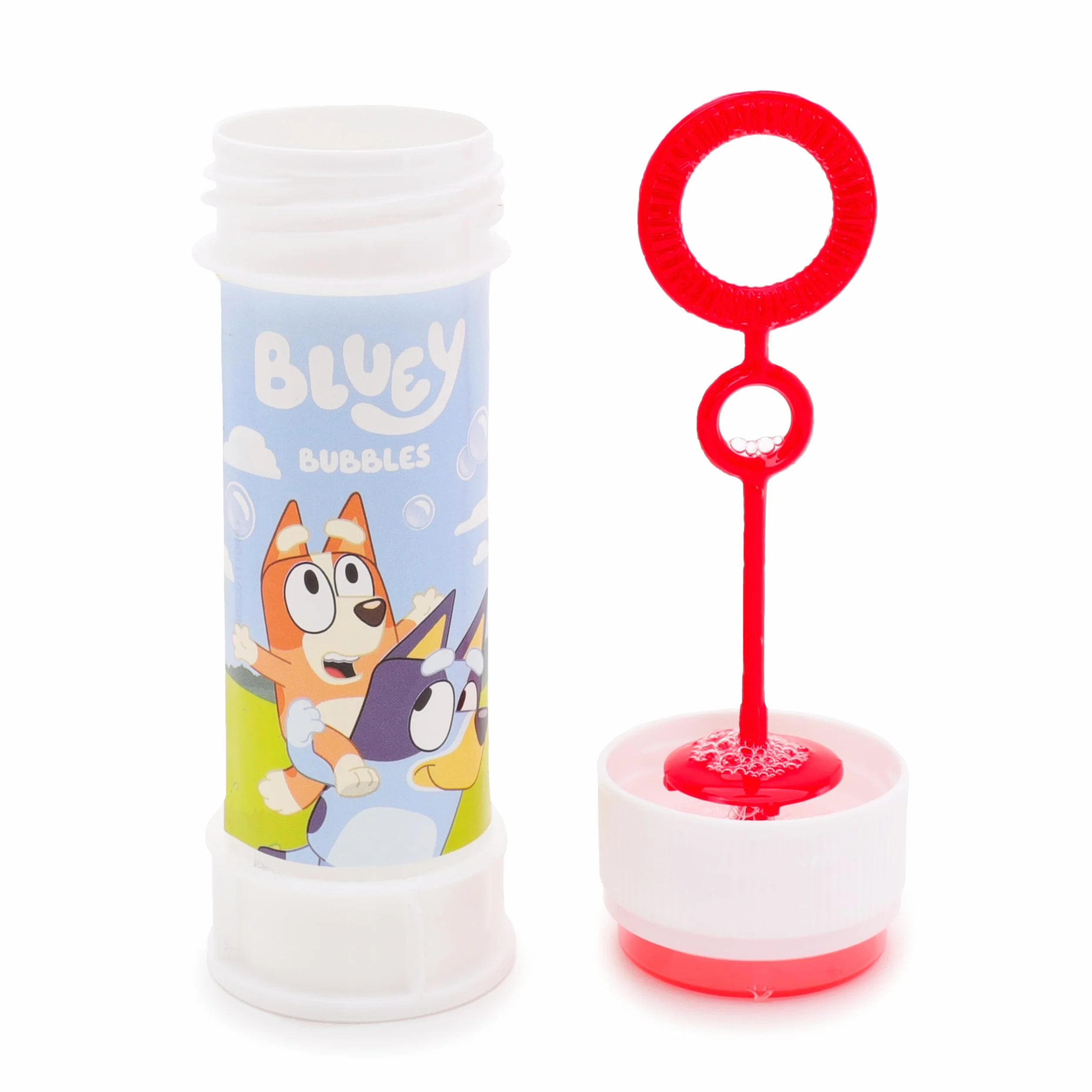 Toyland® Pack de 12 Bluey Botes de Burbujas con Varitas, Solución de 60ml y Tapa de Laberinto Novedosa - Juguetes para bolsitas de Fiesta y Dinero de Bolsillo