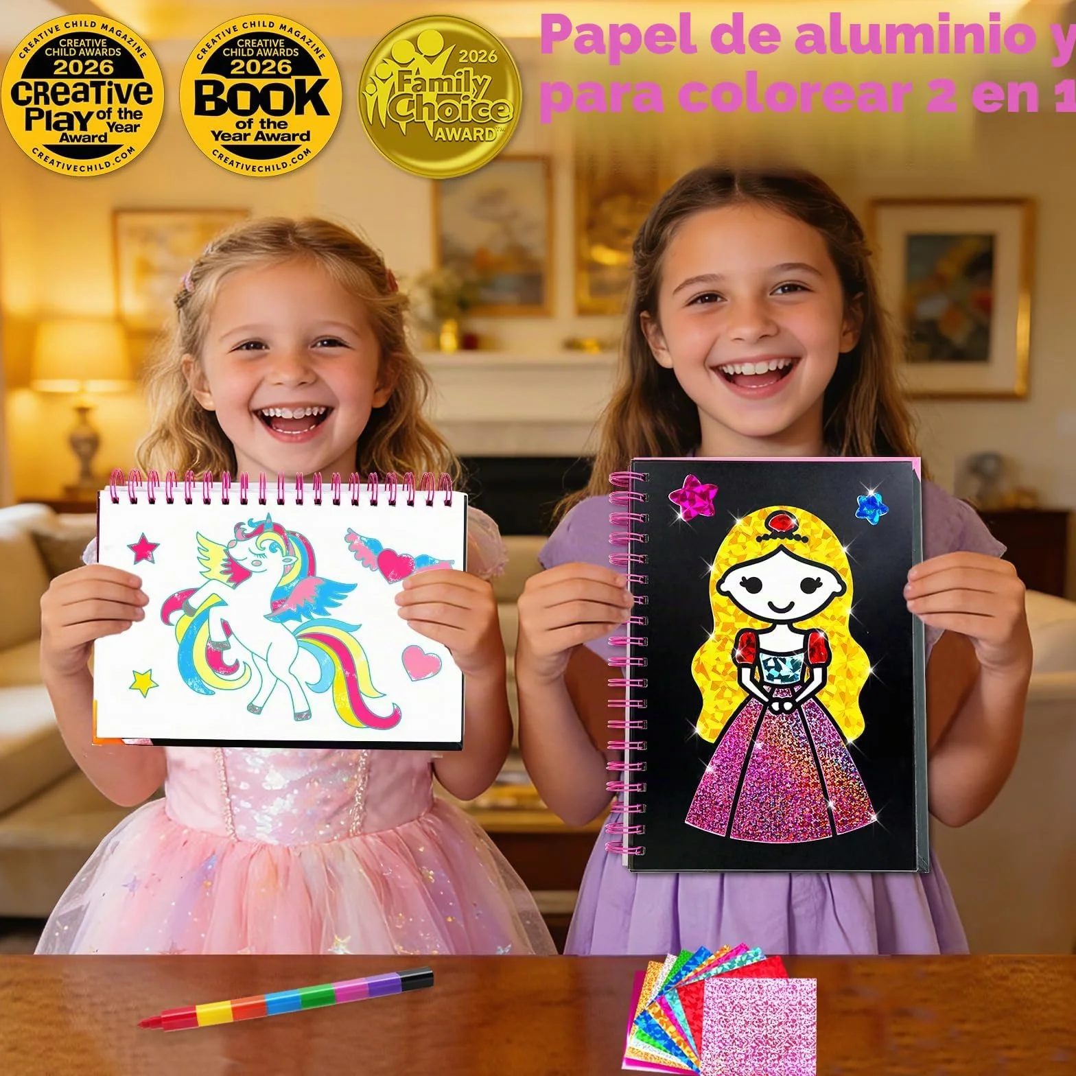 FUNNYB&G Manualidades infantiles con foil, Creativo Kit Manualidades niños, Juguete Niña Regalos Para de 3 4 5 6 7 8 9 12 Años Niño cumpleaños (Princesa)
