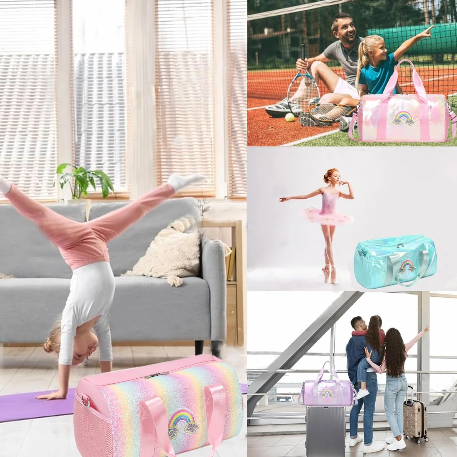 Bolsa de Ballet Arco Iris para Niña - Macuto para Danza, Piscina y Gimnasia