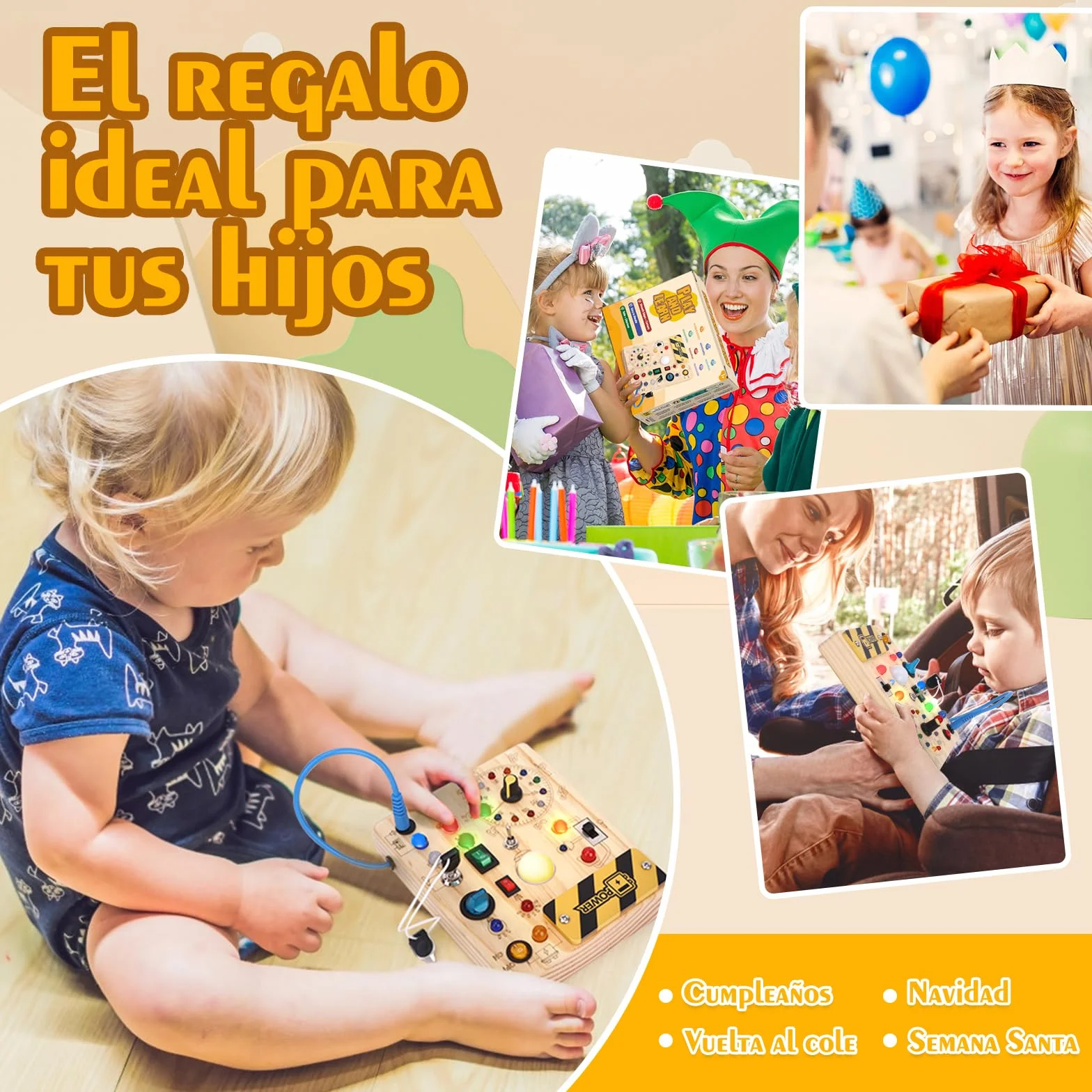 Hoarosall Busy Board Juguetes Montessori 1 años Tablero de Actividades Juguete Sensoriales de Madera con 10 interruptores y 23 Luces LED Educativo Motricidad Fina para Niños 1 2 3 Años, Niños y Niñas