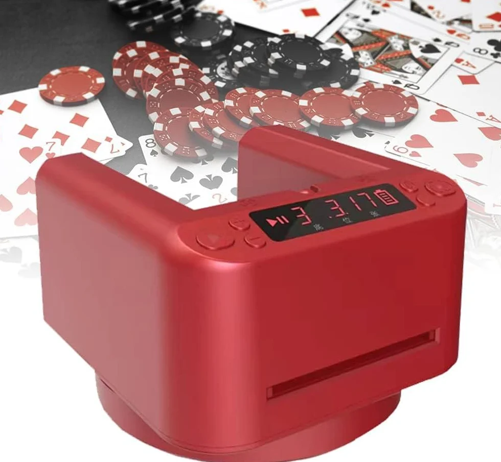Repartidor de Cartas Eléctrico, Distribuidor de Cartas de Póquer Giratorio de 360°, Barajador de Cartas Automático, con Pantalla LED, Accesorios de Mesa de Naipes de Casino