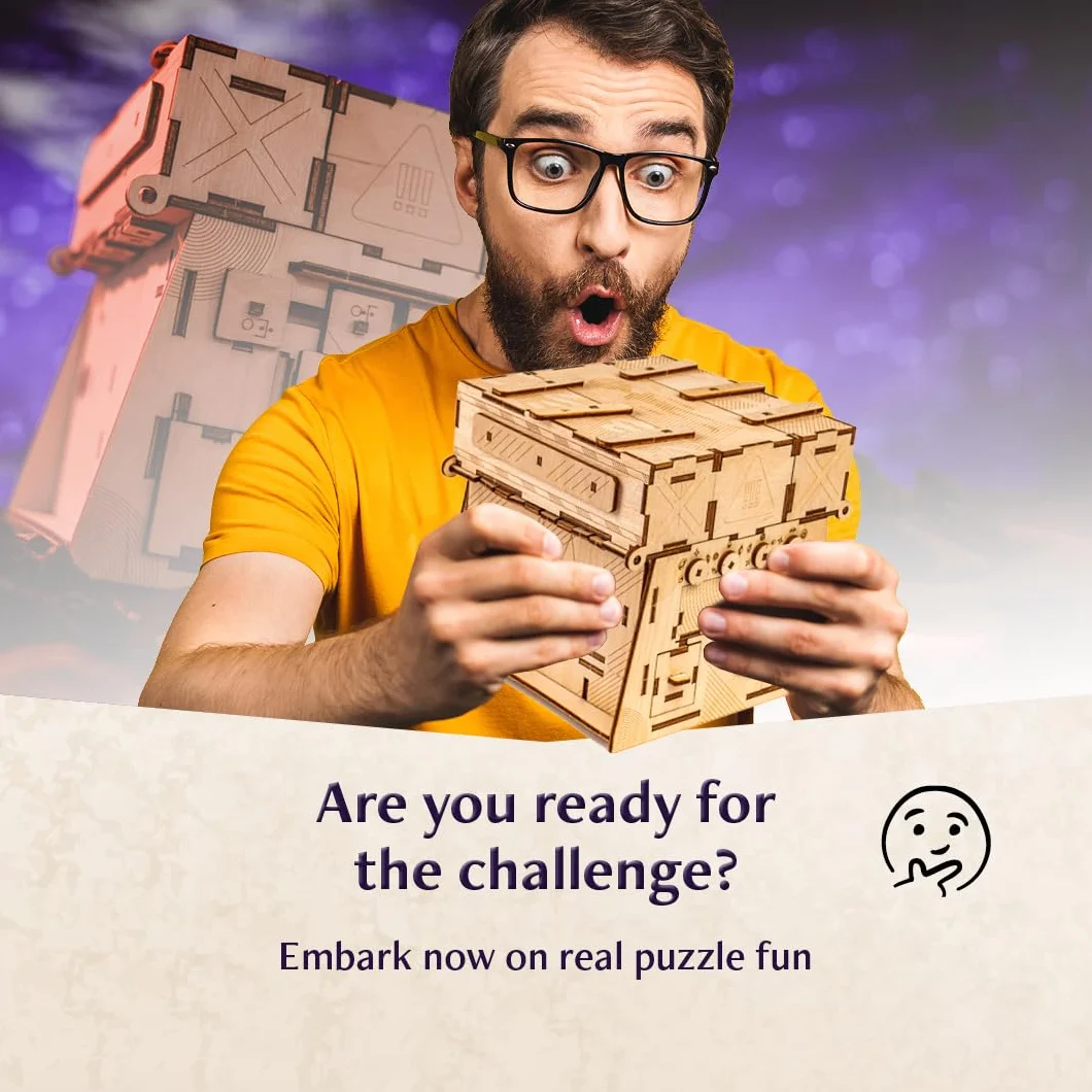 INSCAPE Cosmic Artifact Cluebox – Nivel 5 muy difícil – Caja rompecabezas de madera – Puzzle Box – Escape Room Juego Adultos – Juegos de ajos – Rompecabezas de madera 3D – Juegos de pensamiento