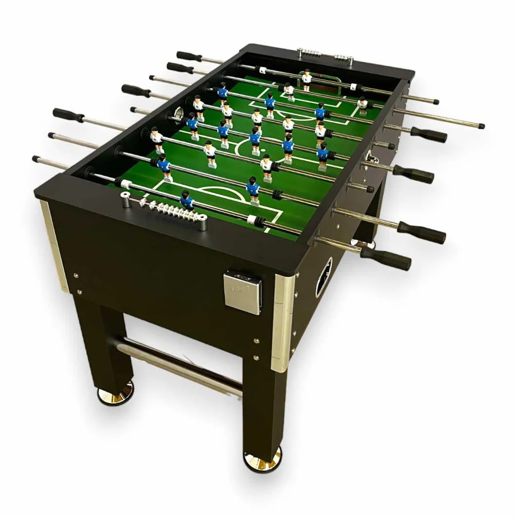 Mesa FUTBOLIN Madera Color Negro Modelo Top Class Robusto Y Resistente 60 kg Medidas REGLAMENTARIAS: Largo 140 cm x Ancho 88