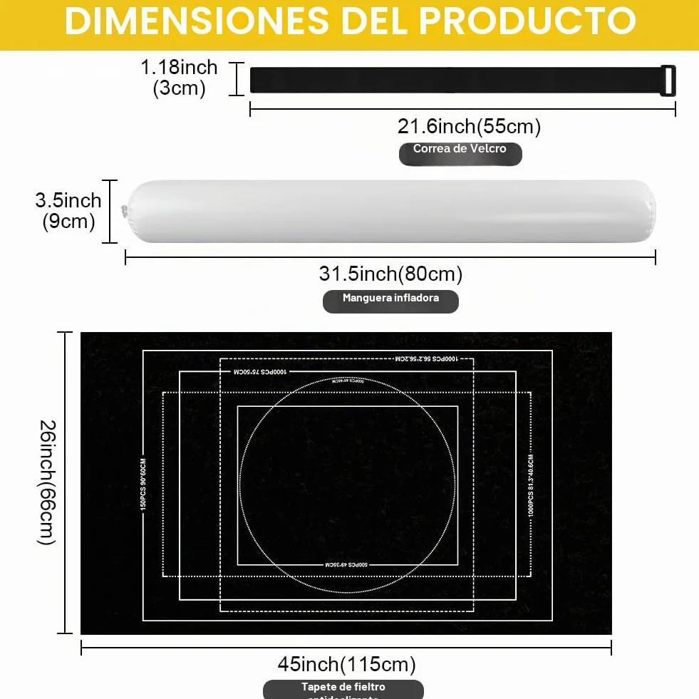 Ainiv Tapete Puzzle, Puzzle Roll Mat con Líneas Auxiliares para hasta 1500 Piezas, Plegable Alfombra Puzzle con Bomba Inflable, Antideslizante Tapete Puzzle para Almacenar Rompecabezas