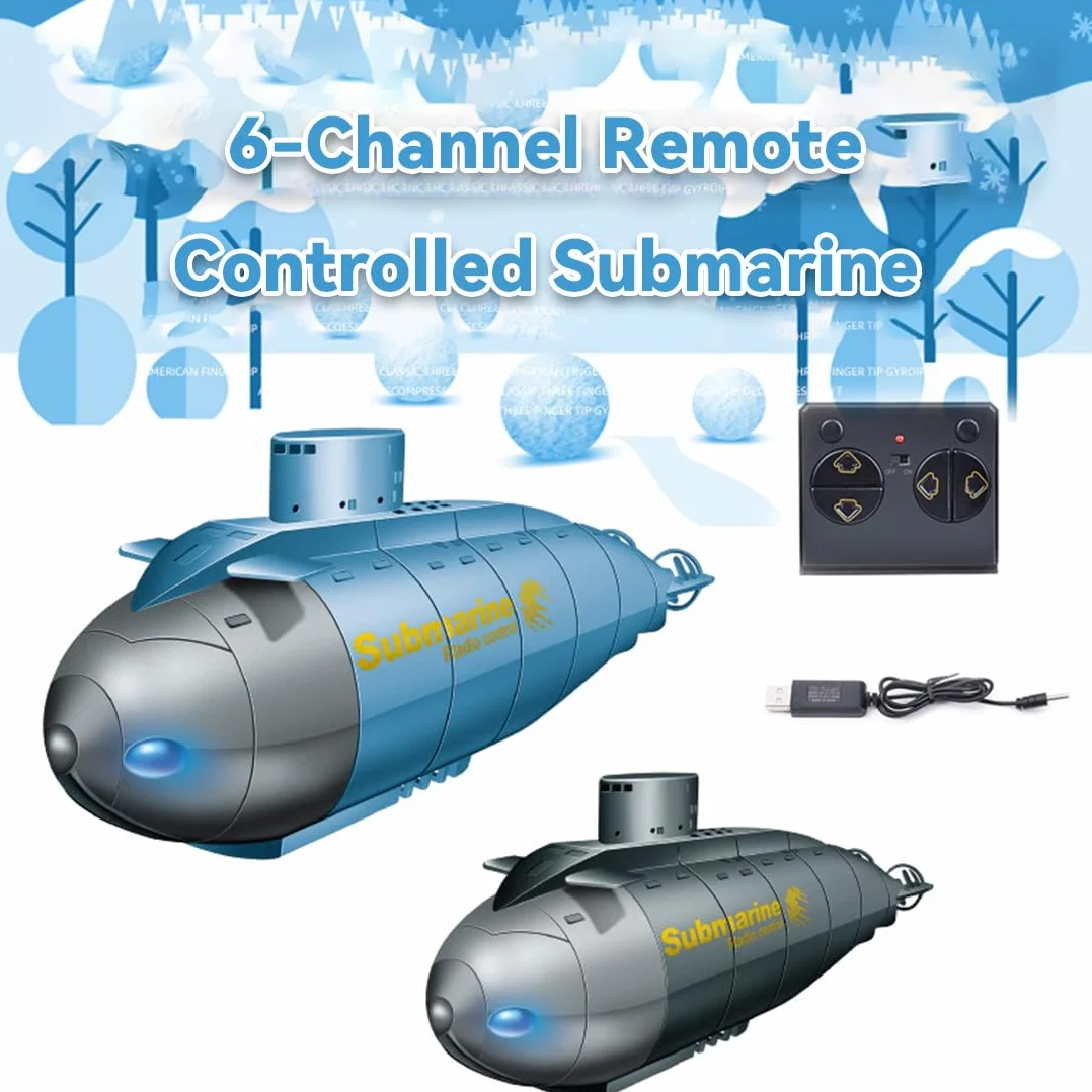 Mini submarino RC para adultos, control remoto de 6 canales, impermeable, barco de buceo para piscinas, bañeras, parques acuáticos, regalos de verano