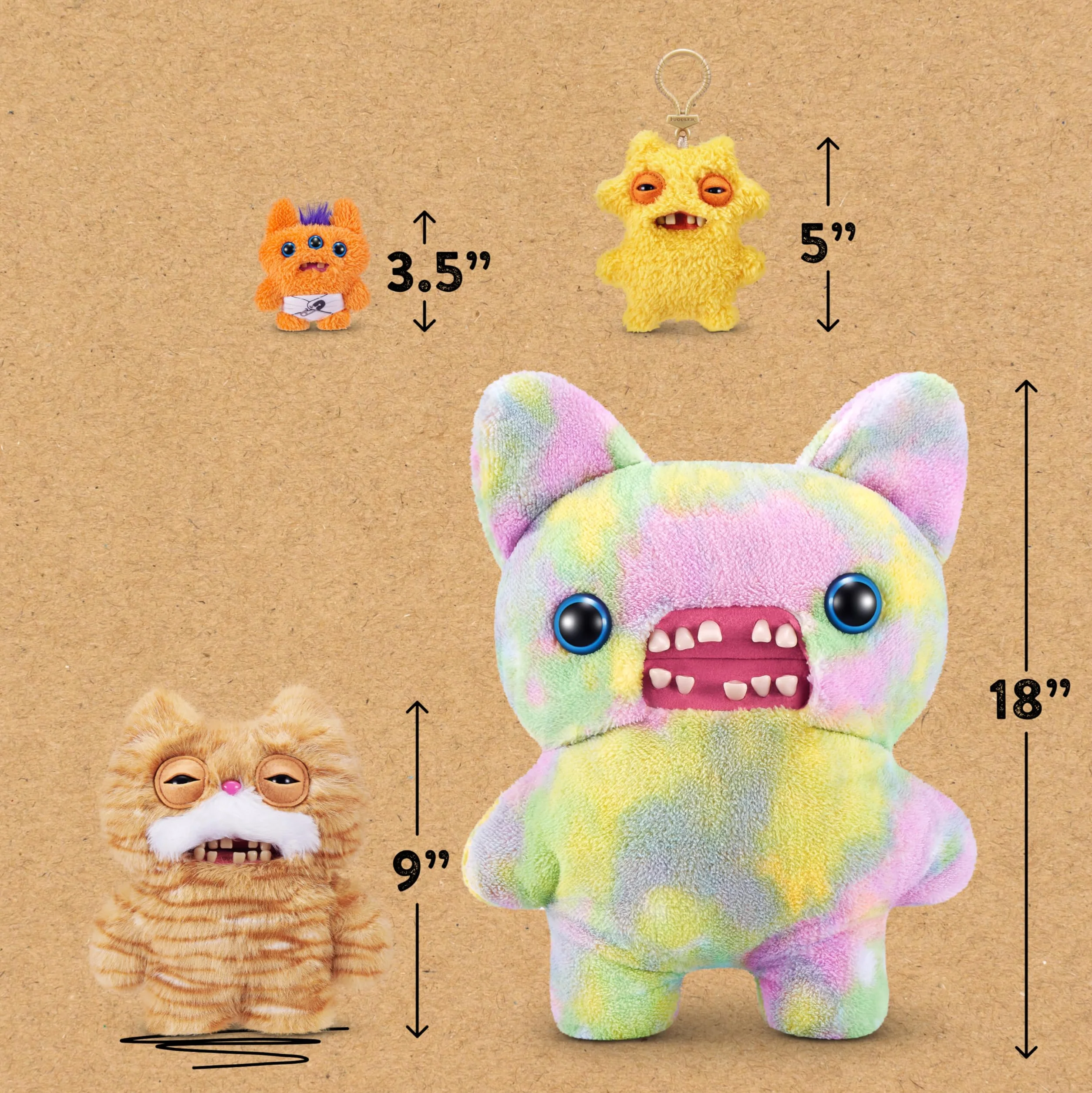 Fuggler Alley Cats Peluche 9" (Stinkface) de ZURU – Monstruo Feo y Divertido con Dientes Humanos. Peluche Coleccionable para niños, Adolescentes, Adultos y Amantes de Gatos raros