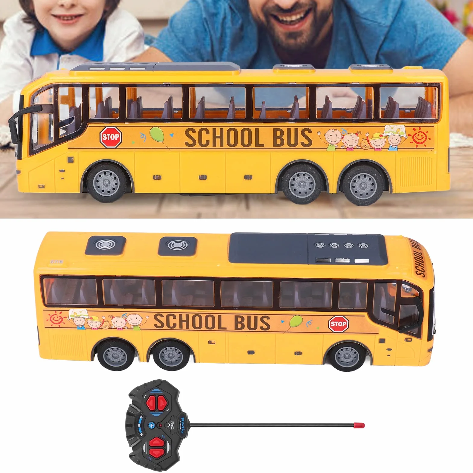Dilwe Juguete de AutobúS Escolar RC, AutobúS de Control Remoto de SimulacióN para niñOs con Regalo de CumpleañOs de Juguete de VehíCulo ElectróNico Ligero