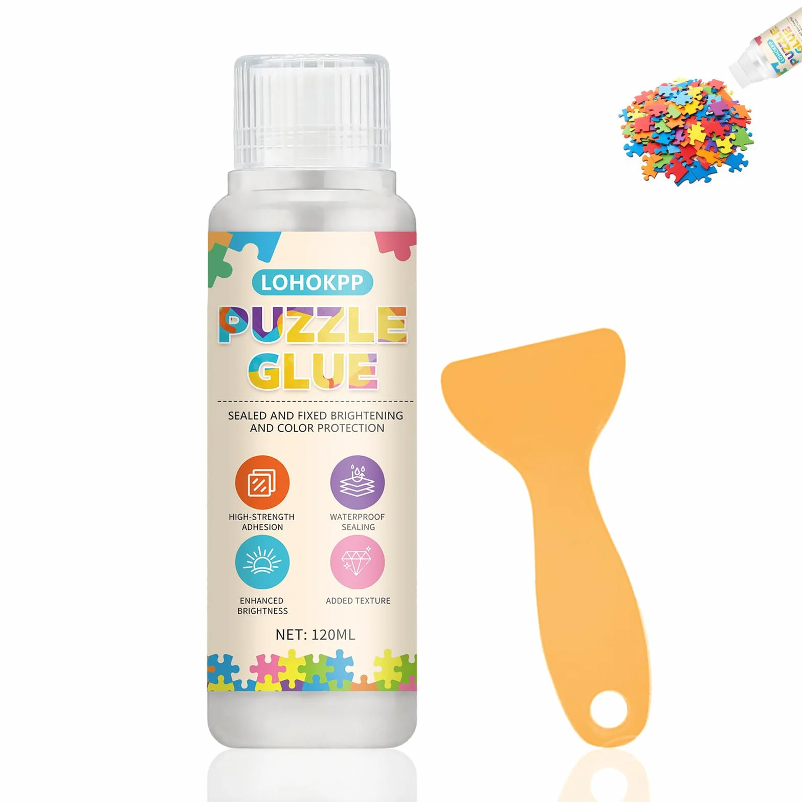 120ml Pegamento Puzzle Pegamento, Pegamento para Rompecabezas, Pegamento Líquido para Puzzles, Sellador Ultrabrillante, Fijador Transparente, Preserva los Colores y Protege tu Puzzle