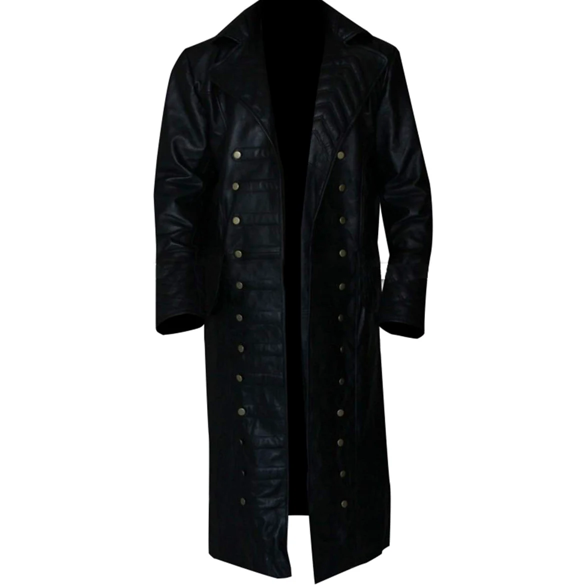 Fashion_First Disfraz de Pirata de Halloween para Hombre, colección de Ropa de Piel/Lana Negro D1 Black Pirate Coat Real Leather 3XL