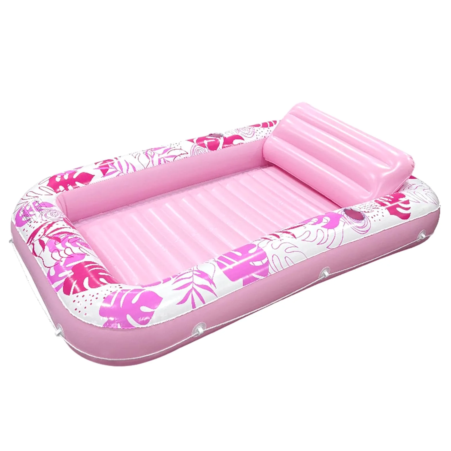 Flotador Inflable para Tumbona De Piscina, Cama De Bronceado Inflable Rectangular con Almohada Y Portavasos, Flotadores De Piscina Resistentes, Tumbona Flotante para Adultos, Playa De Verano