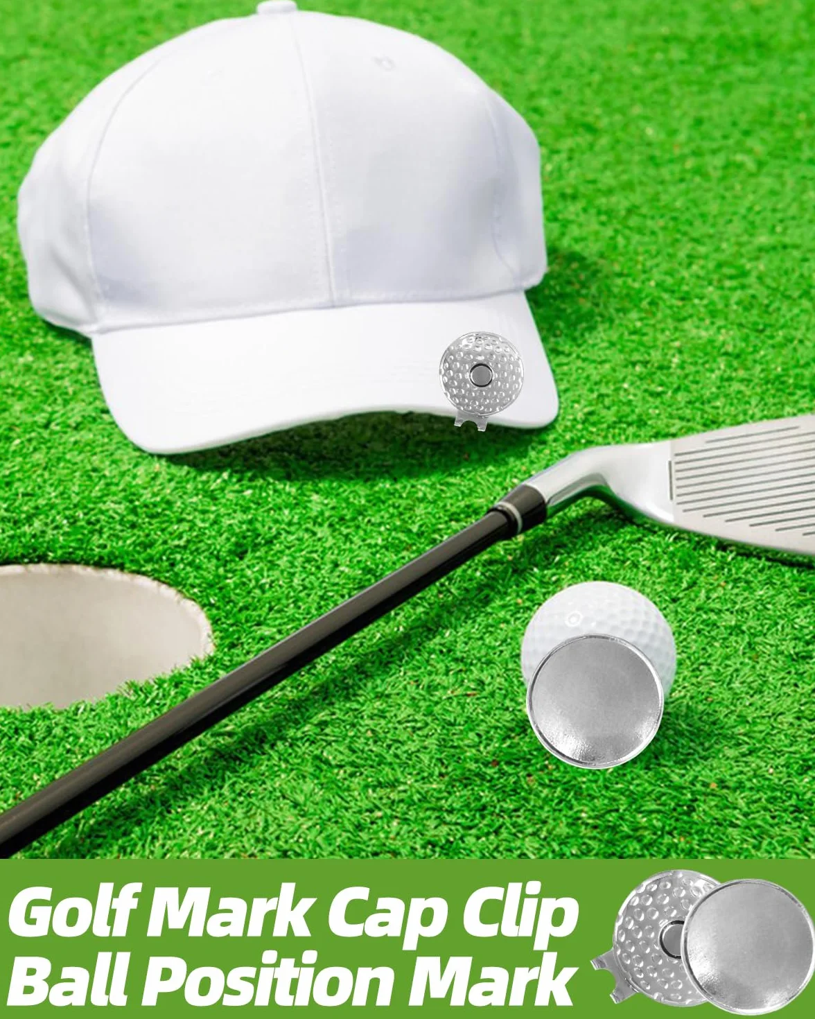 Clip Magnético para Sombrero de Golf, Marcador de Pelota de Golf, 2 Piezas