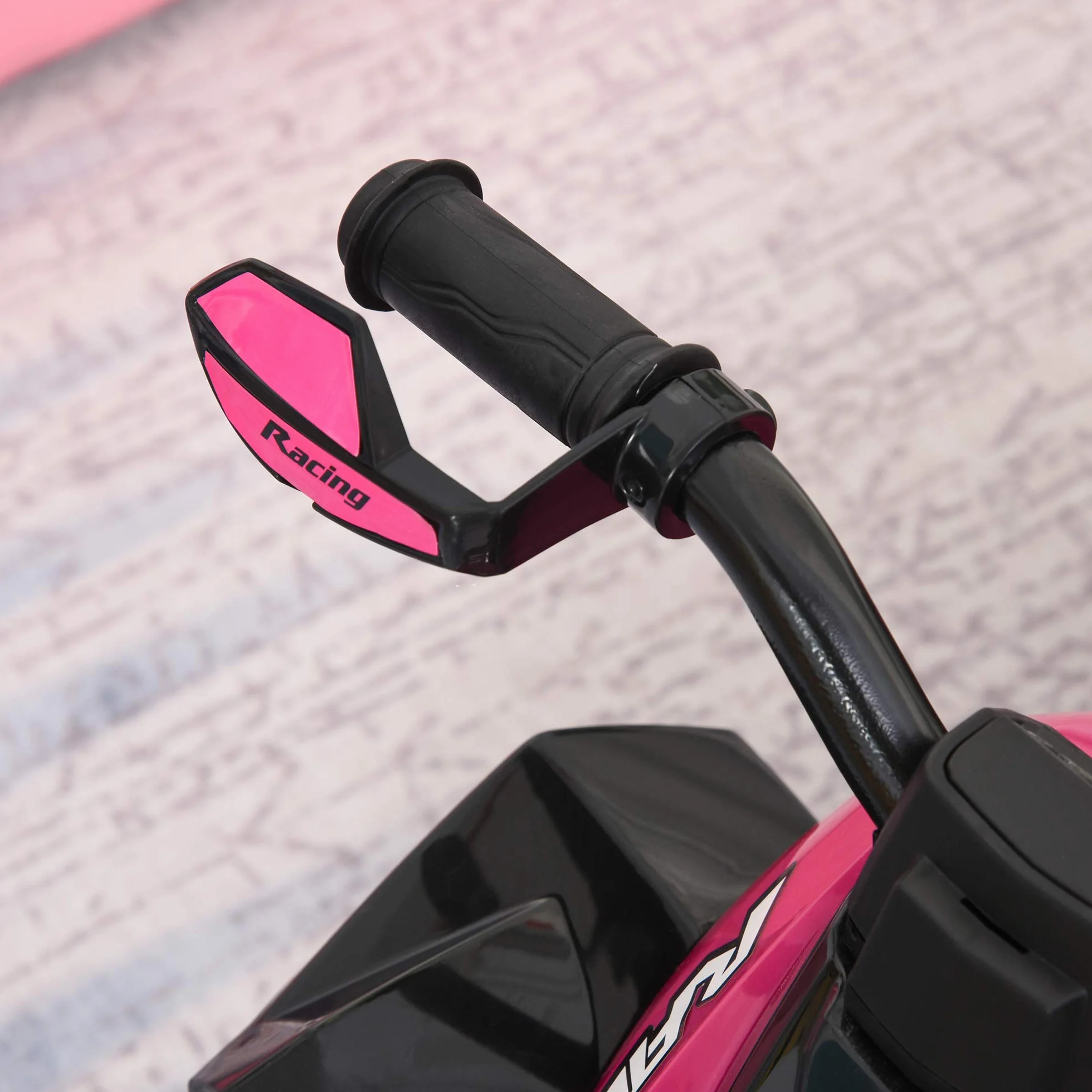 HOMCOM Quad Correpasillos Coche Correpasillos para Niños de 18-36 Meses con Función de Luces y Música Soporta hasta 20 kg 67,5x38x44 cm Rosa