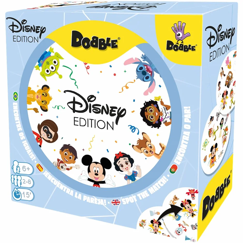 Asmodee Dobble Disney Edition, Juego de Cartas de Acción y Reflejos para Adultos y Niños, A Partir de 6 Años, De 2 a 8 Jugadores, 15 Minutos por Partida, Multilenguaje (Incluye Español)