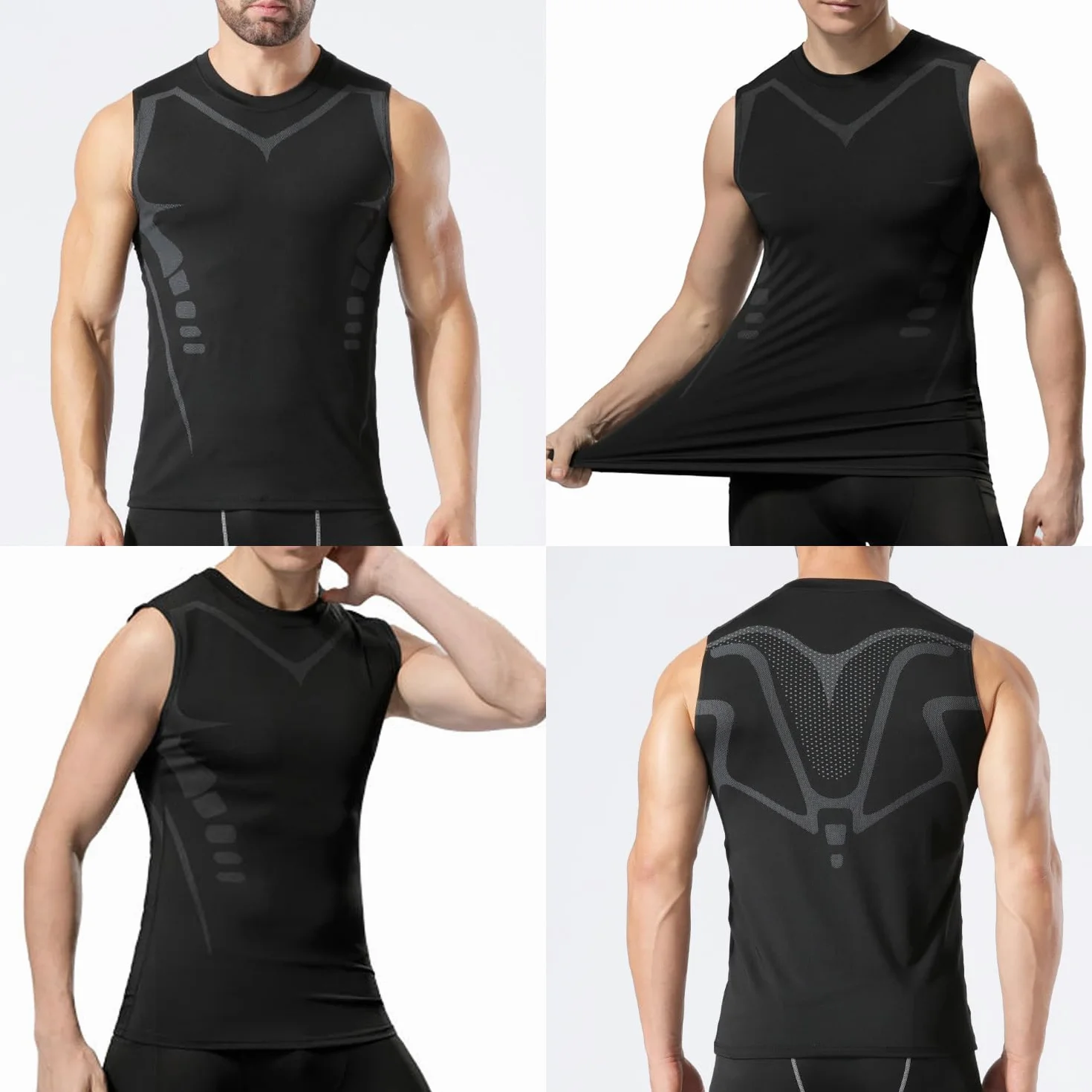 Camiseta de compresión sin mangas para hombre transpirable secado rápido tops de jogging fitness