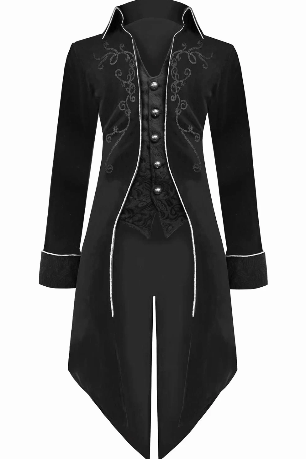 Disfraz medieval steampunk de Halloween para hombre, estilo renacentista, pirata, vampiro, gótico, chamarra, vintage, brujo, Negro -, Large
