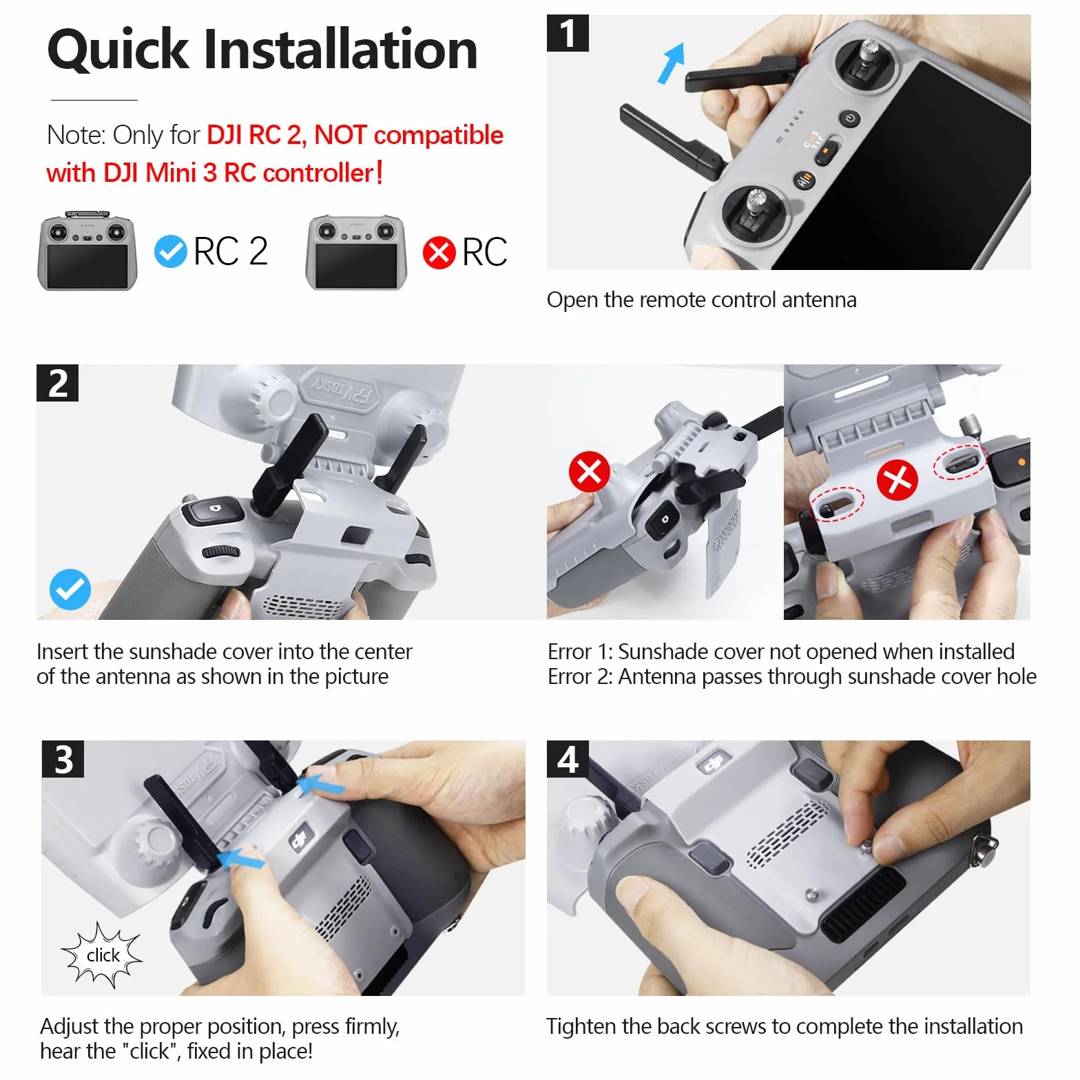FPVtosky Lito X1 Visera RC-2 3 en 1 Soporte Protección Joystick Pantalla para DJI Min 5/4 Pro Avata 360 Air 3 Accesorios