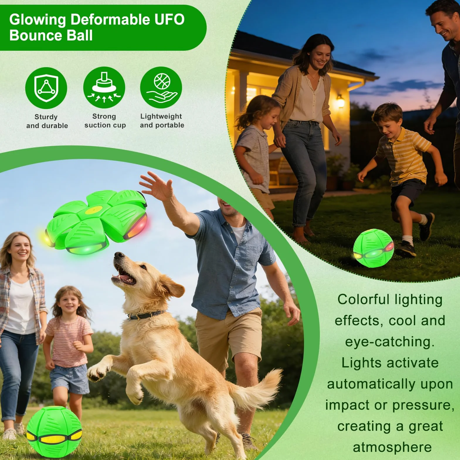 Platillo Volador mágico, Mini Frisbee Transformable en Balón, Flat Ball , Nueva Bola mágica de 2026 con 6 Luces, Bola Voladora, Pelota Voladora para Niños, Regalo Niño Innovador, Juguete para Perros