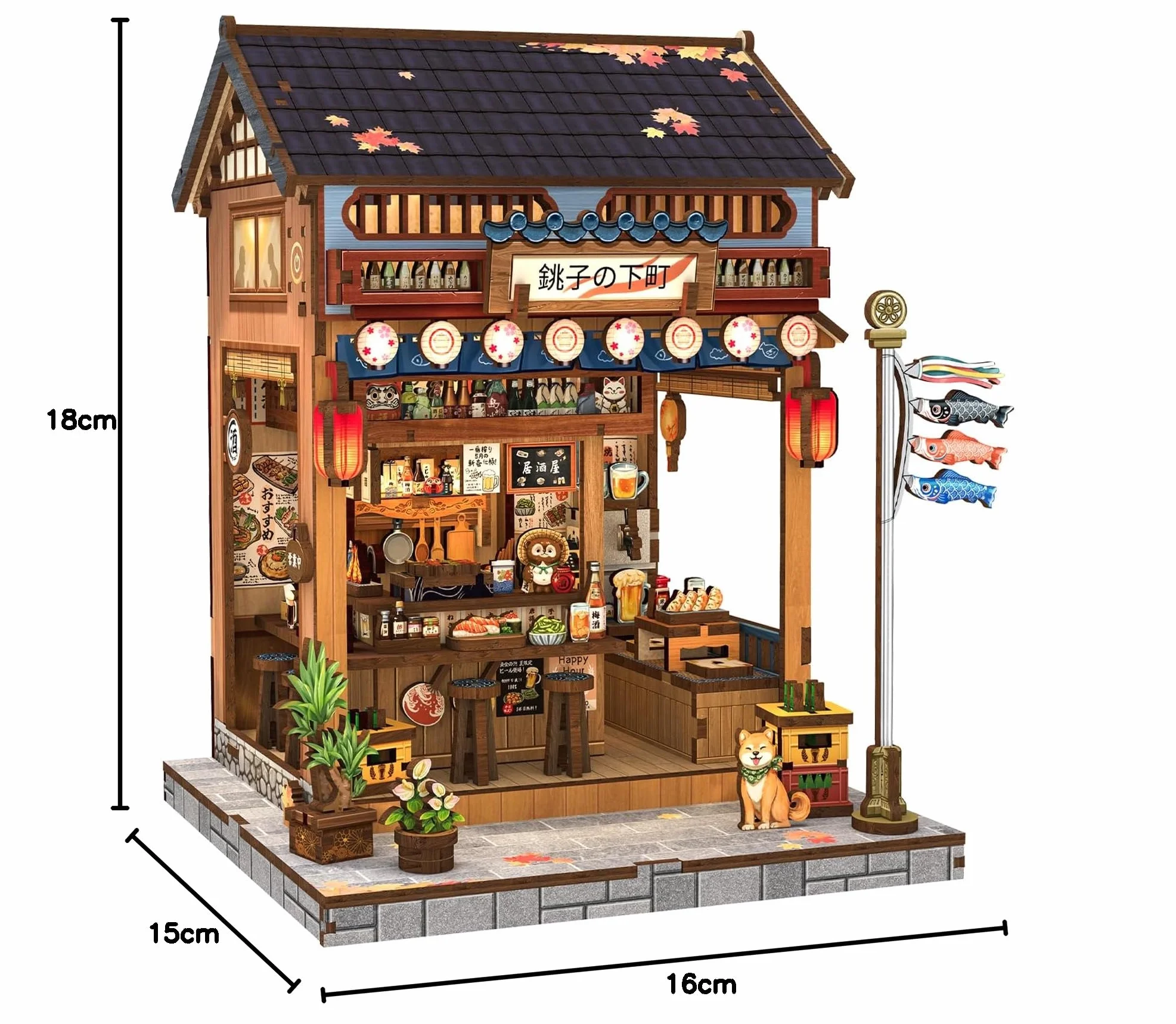 CUTEBEE Book Nook Kit para Adultos - Maqueta 3D Izakaya Japonesa en Miniatura, Casa de Muñecas con Decoración para Estanterías, Puzzle de Madera DIY y Regalo Creativo（Choshi no Shitamachi）