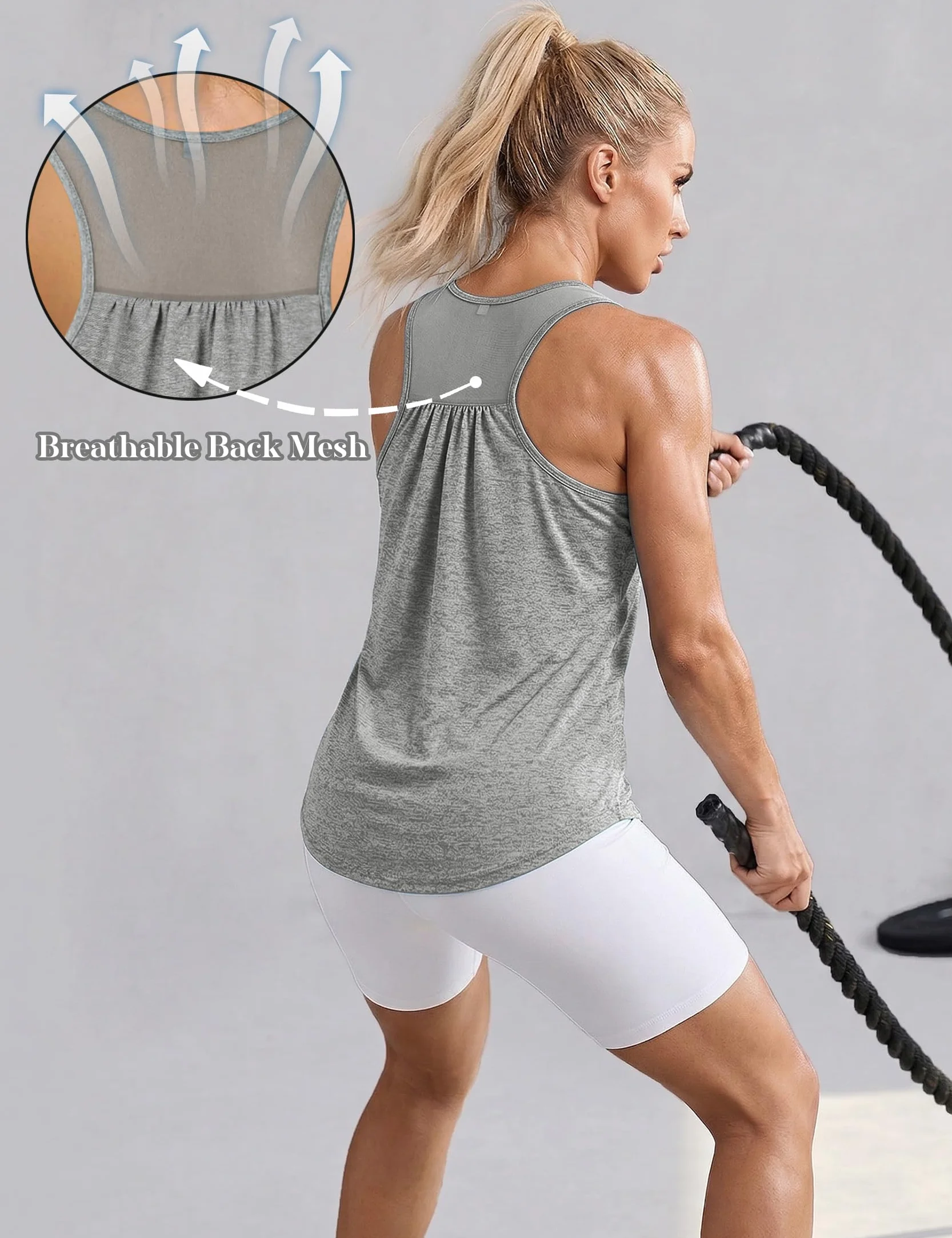 Camiseta Deportiva Mujer Tirantes Espalda Malla Sin Mangas Transpirable Ligera Fitness Running Yoga S-3XL