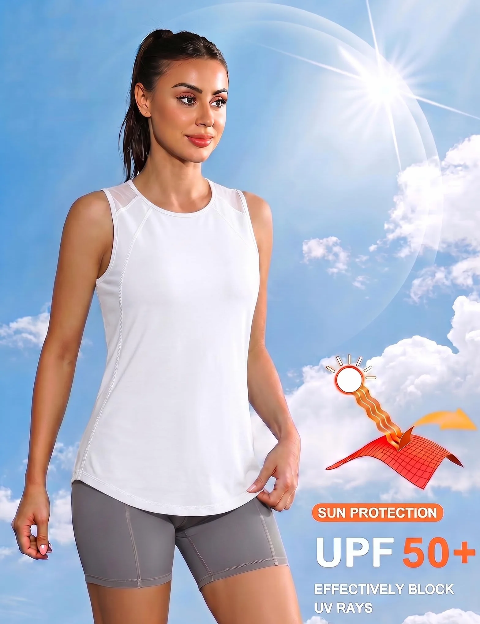 Camiseta sin Mangas Deportivo Tirantes Mujer Ligera Transpirable para Yoga Gimnasio Correr