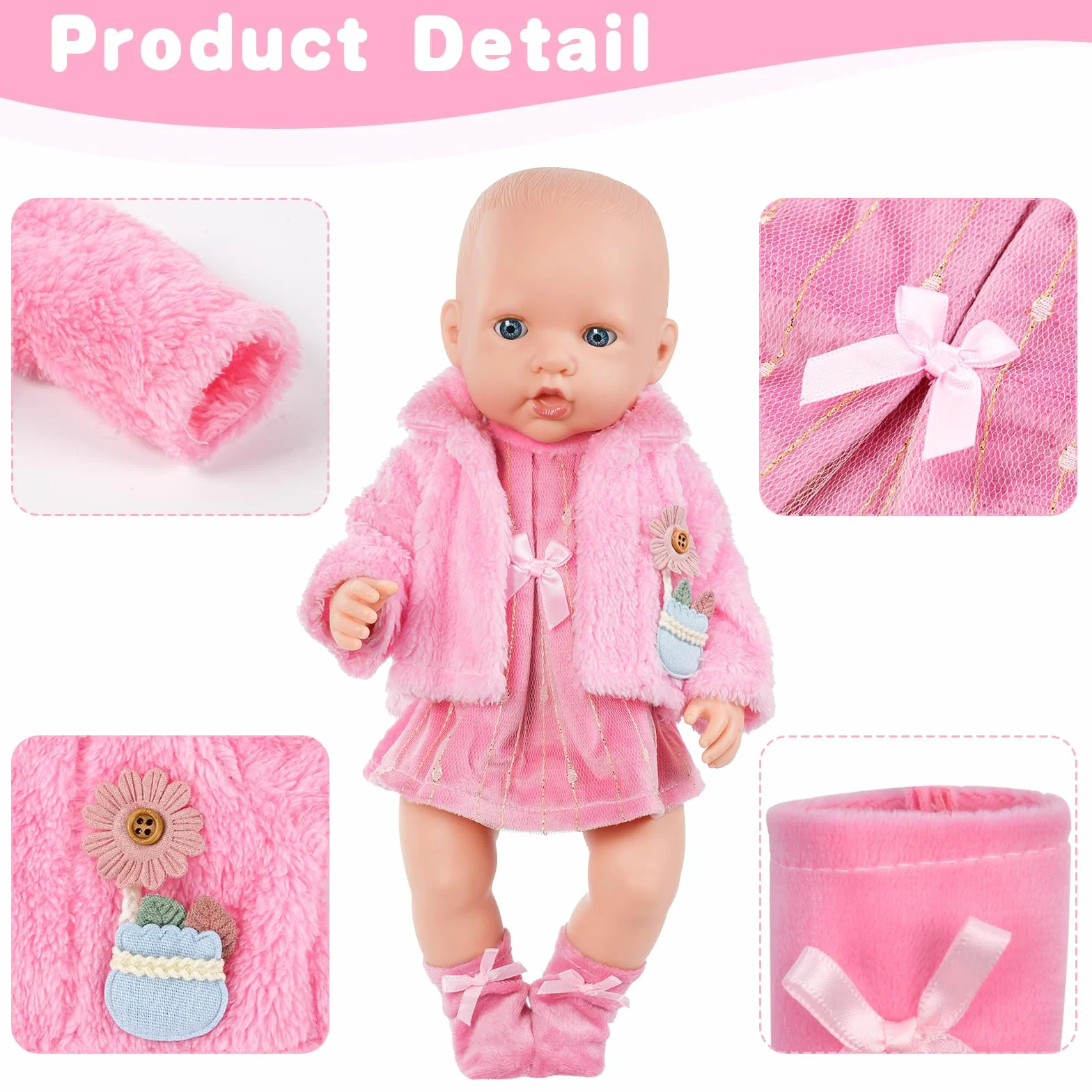 Aolso Ropa para Muñecas Bebé，Ropa para Muñecos Bebé de 35cm-45cm，Conjunto de Ropa de Muñeca,Juego de Disfraz de Muñeca para Niños y Niñas,Accesorios para Muñeca(no muñecas)-Cordero