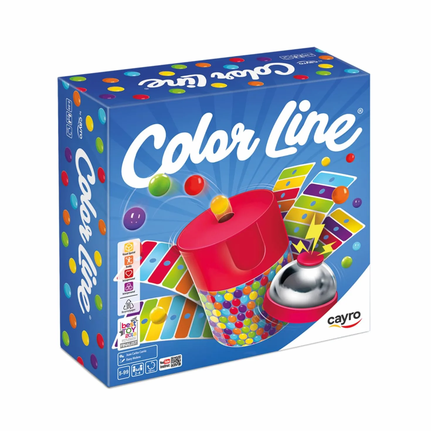 Cayro - Color Line - + 5 Años - Acción y Rapidez - Juego de Mesa Educativo y Divertido - Niños y Adultos - con Timbre y Sacabolas - De 2 a 4 Jugadores