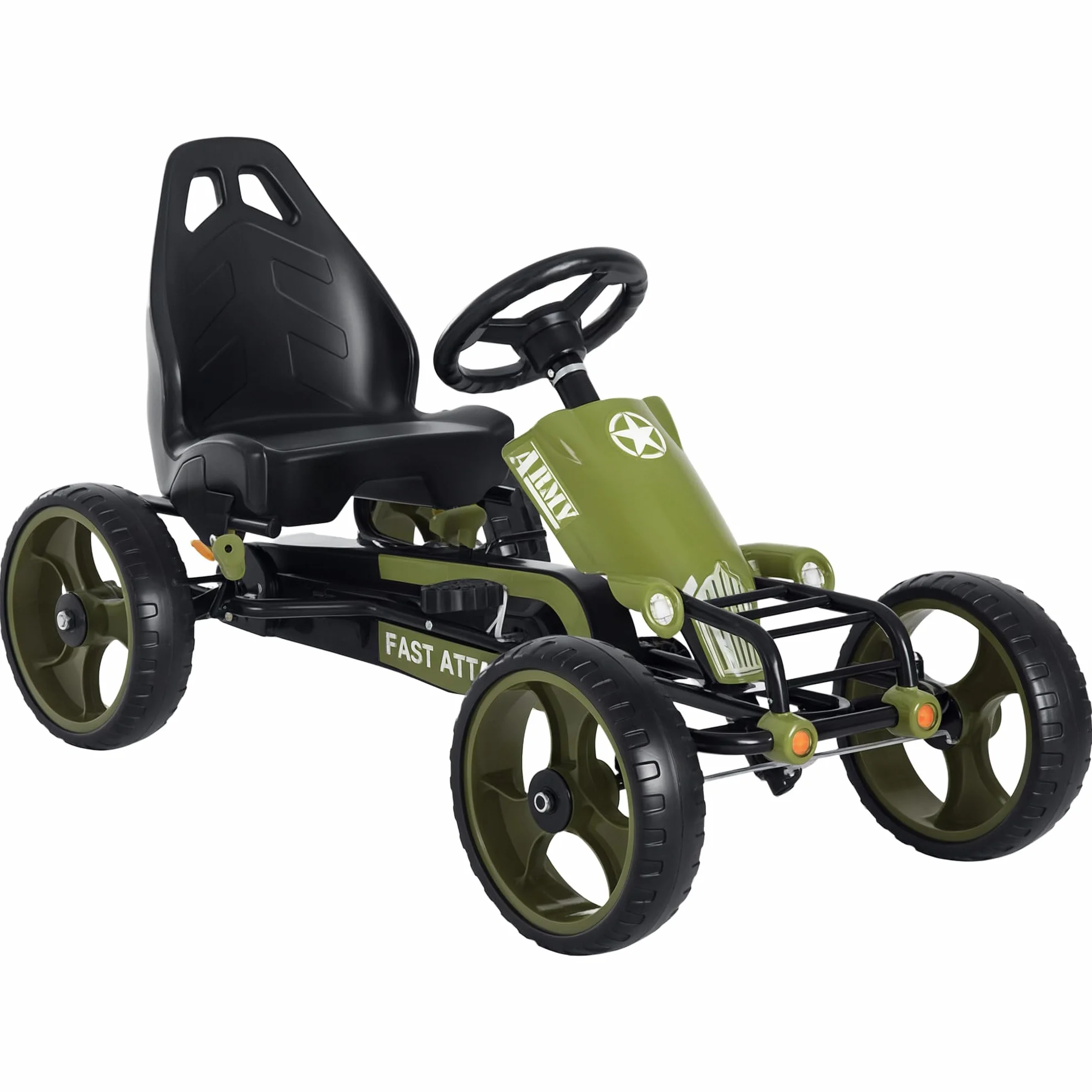 HOMCOM Go-Kart a Pedales para Niños de +3 Años Coche de Pedales con Embrague Freno Asiento Ajustable Carga Máx. 35 kg 105x54x61 cm Verde