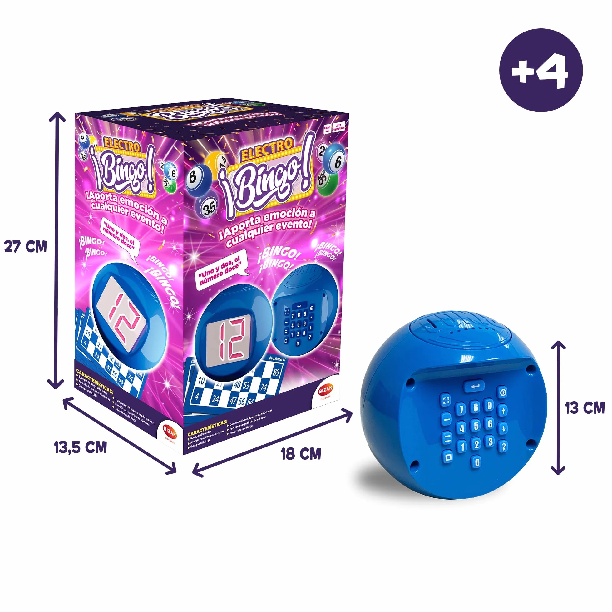 Bizak Electrobingo, Bingo electrónico con Sonido, Juego de Mesa Familiar, para Jugar con Amigos, Regalo de Juego Infantil niños y niñas Desde 4 años de Edad (61832162)