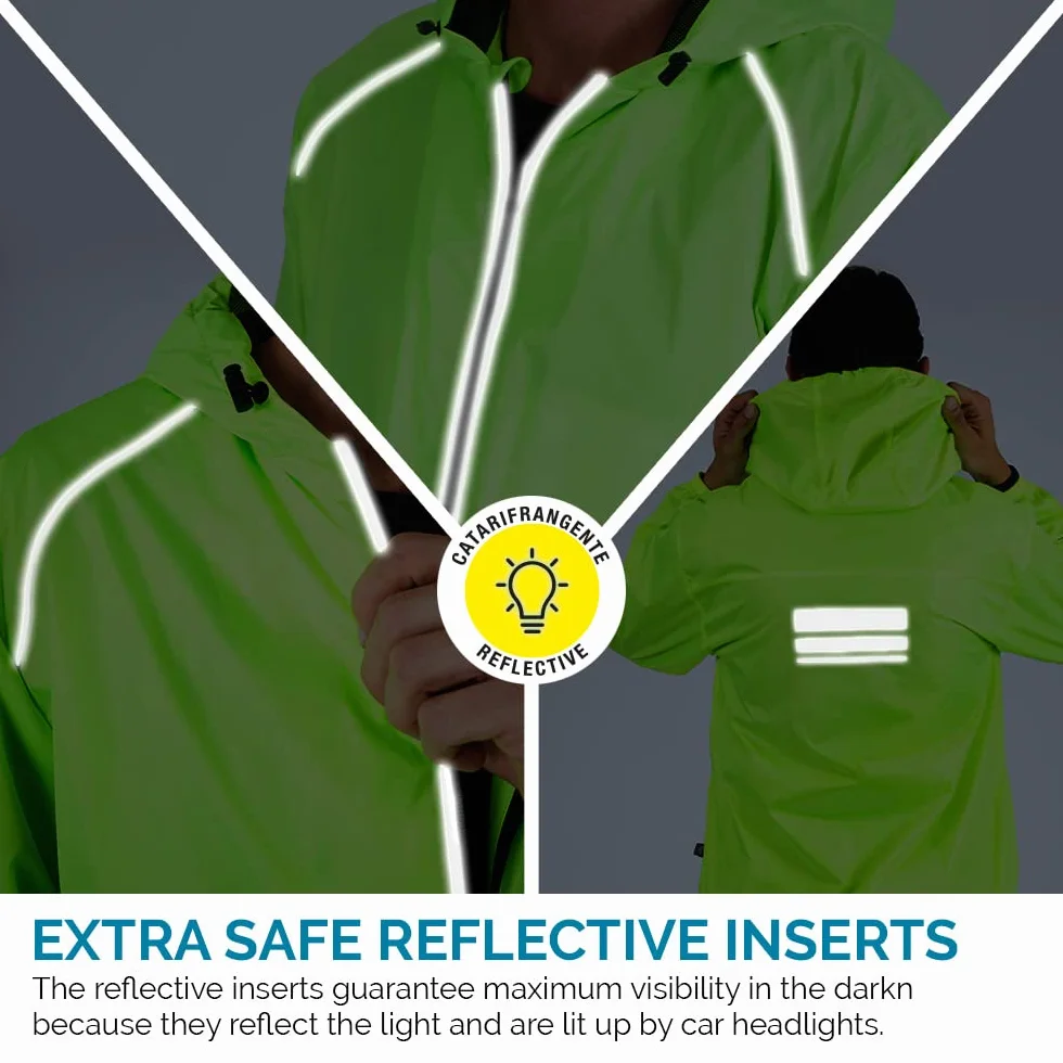 PERLETTI Chubasquero Hombre Cortaviento Impermeable con Capucha Chaqueta Trench Transpirable Waterproof