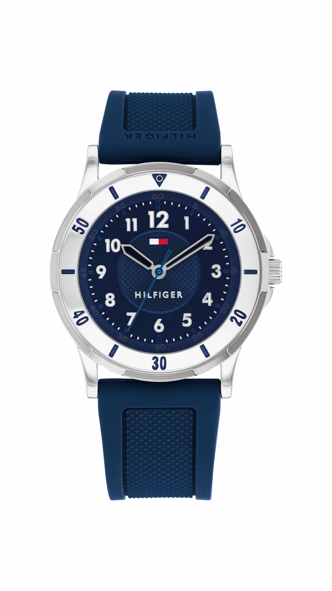 Tommy Hilfiger Reloj Cuarzo Tres Manecillas Jóvenes Correa Acero Inoxidable Silicona Plateado Azul Rosa Negro