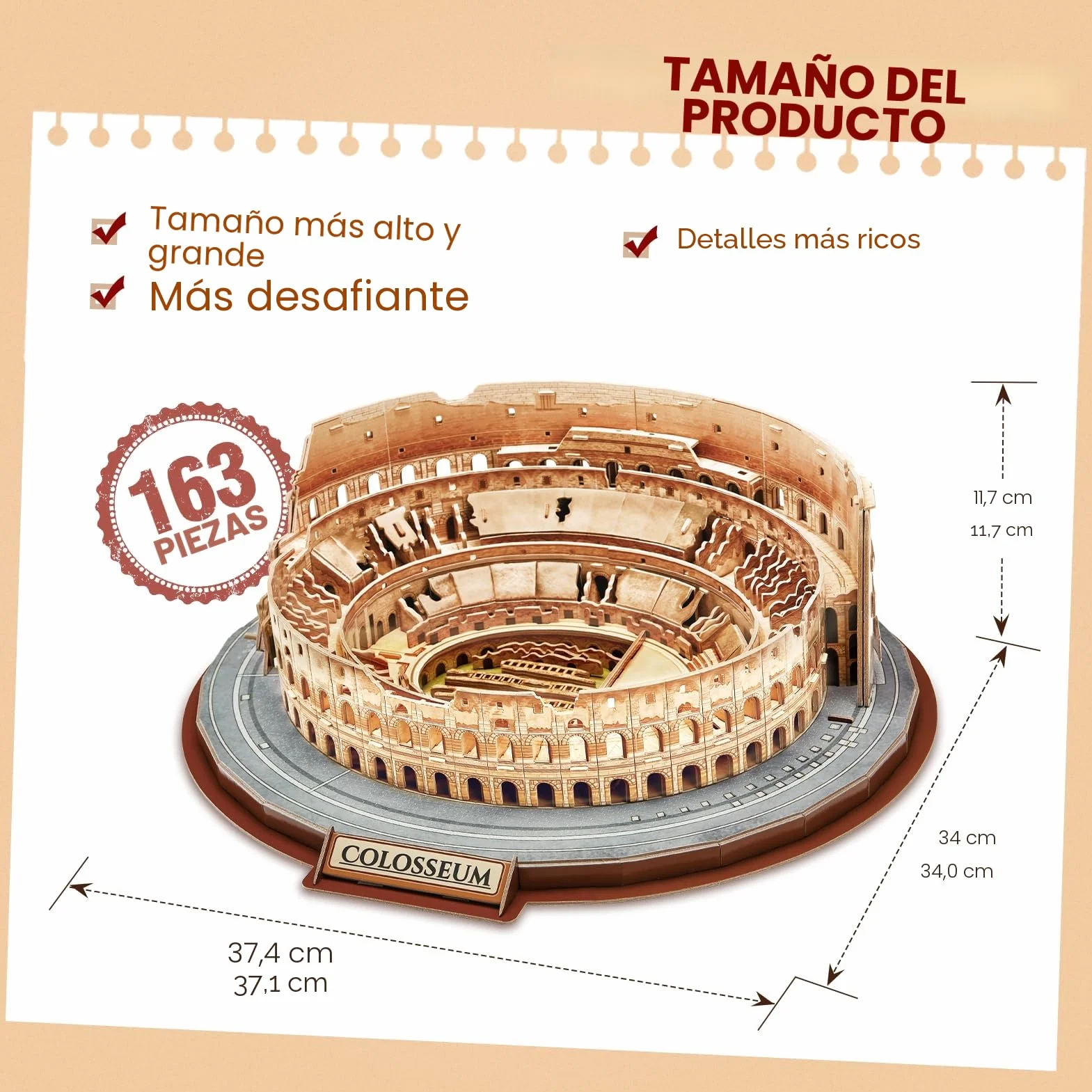 CubicFun Puzzle 3D Coliseo Roma Maqueta Edificio Kits Construcción 163 Piezas