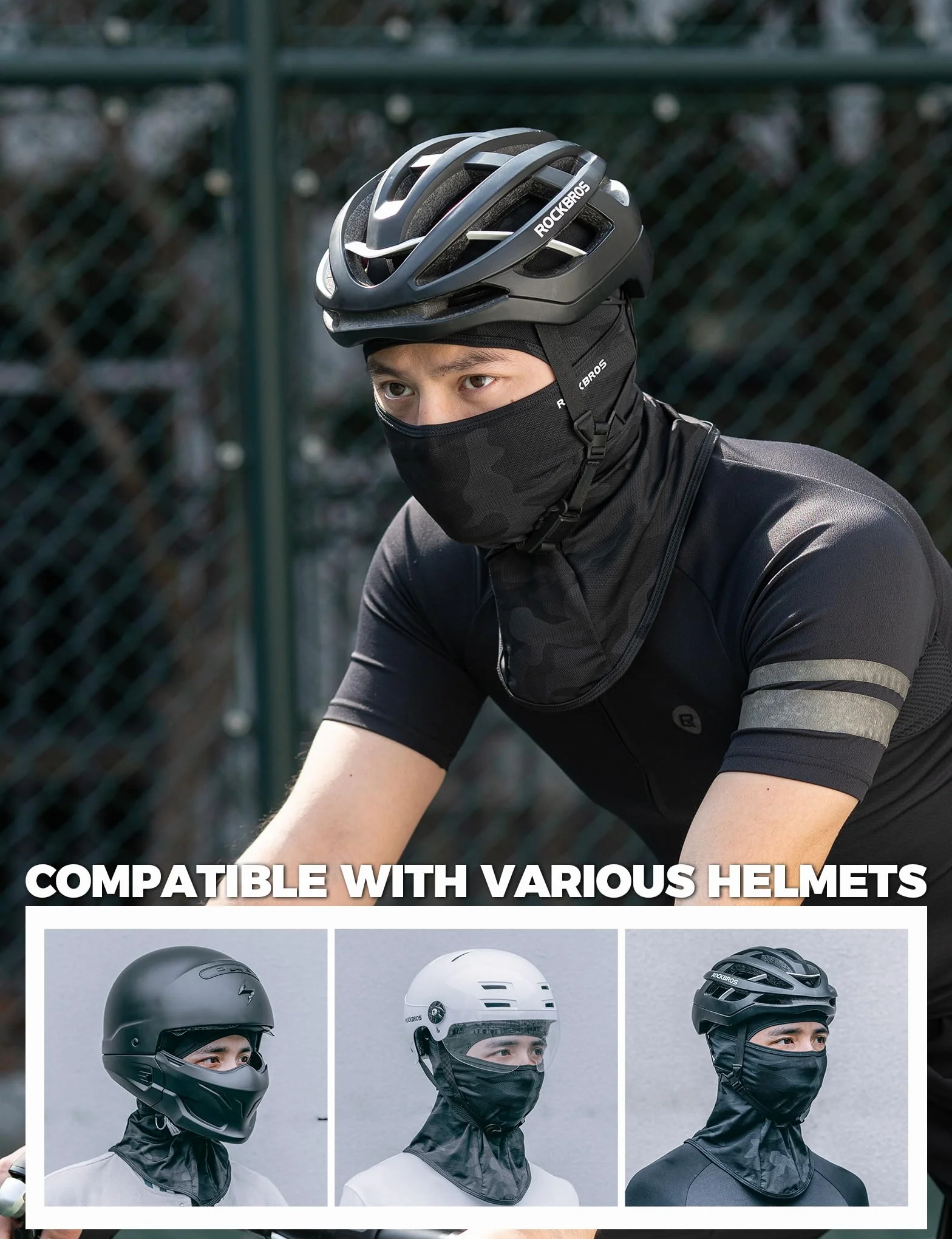 ROCKBROS Pasamontañas moto transpirable protección UV esquí ciclismo deportes aire libre