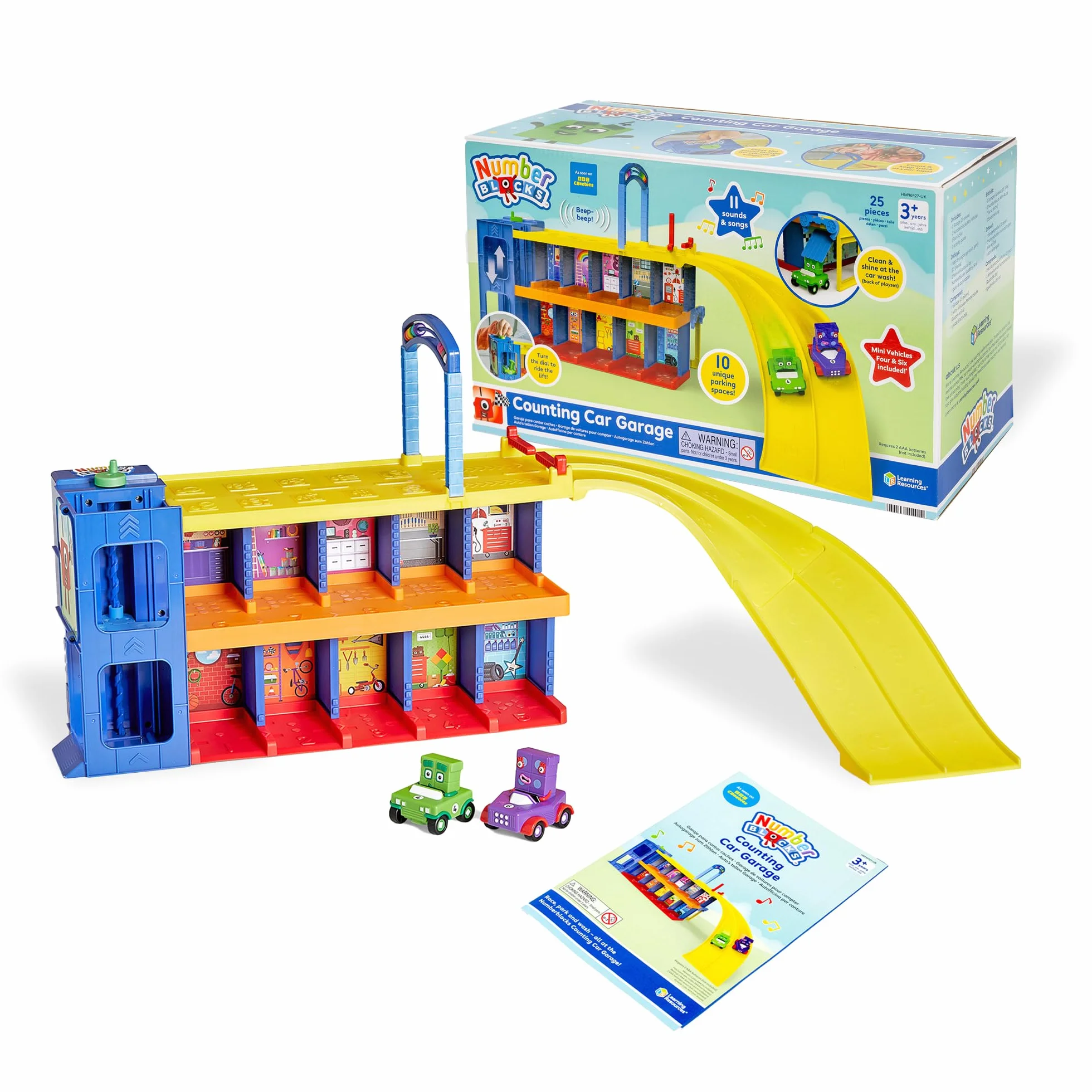 Learning Resources Garaje para Contar Numberblocks, 3 Años +, Juguete Educativo de Matemáticas Interactivo con Coches y Sonidos